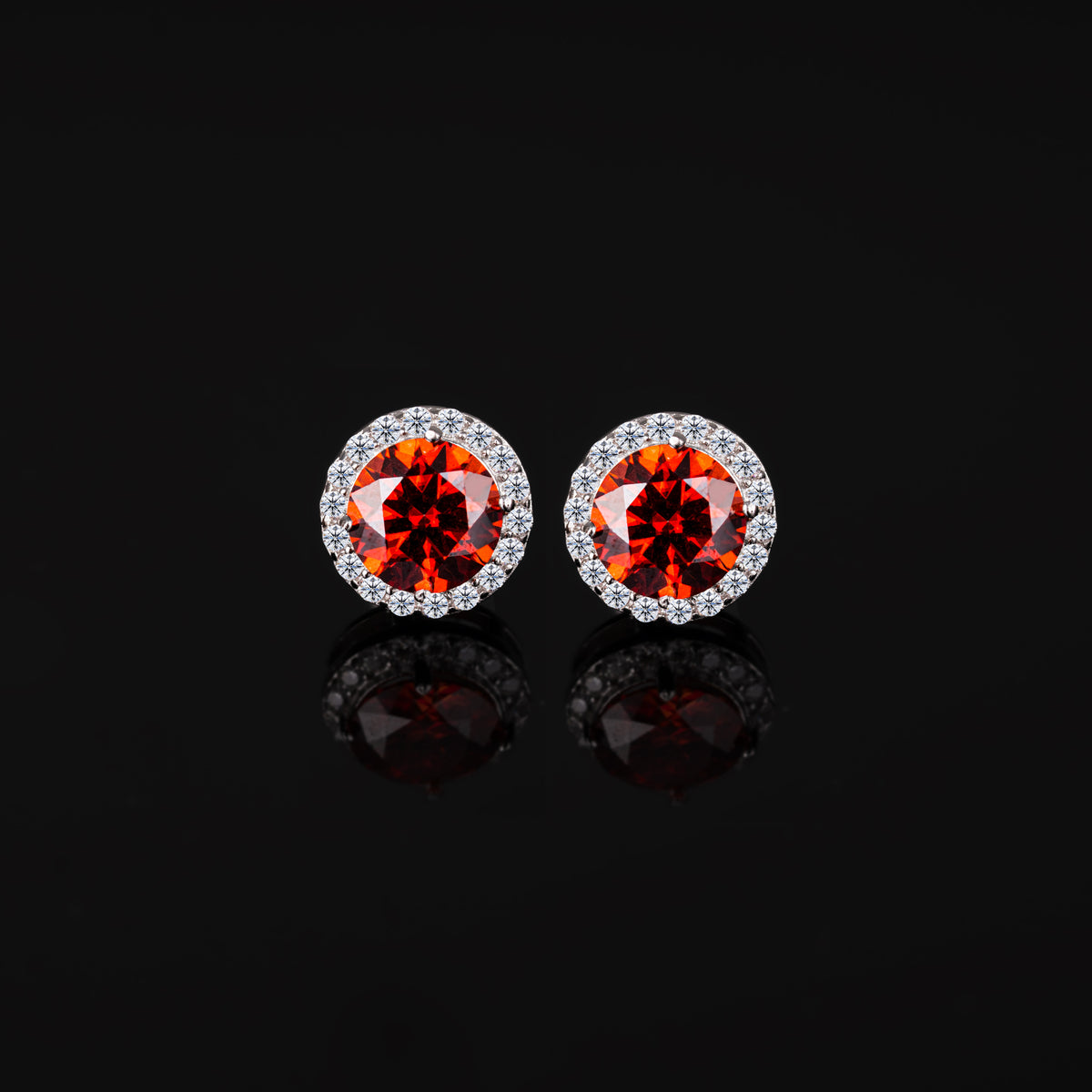 Color Moissanite Stud Earrings VVS Round Halo Pavé Screw Back – alternate product view 6