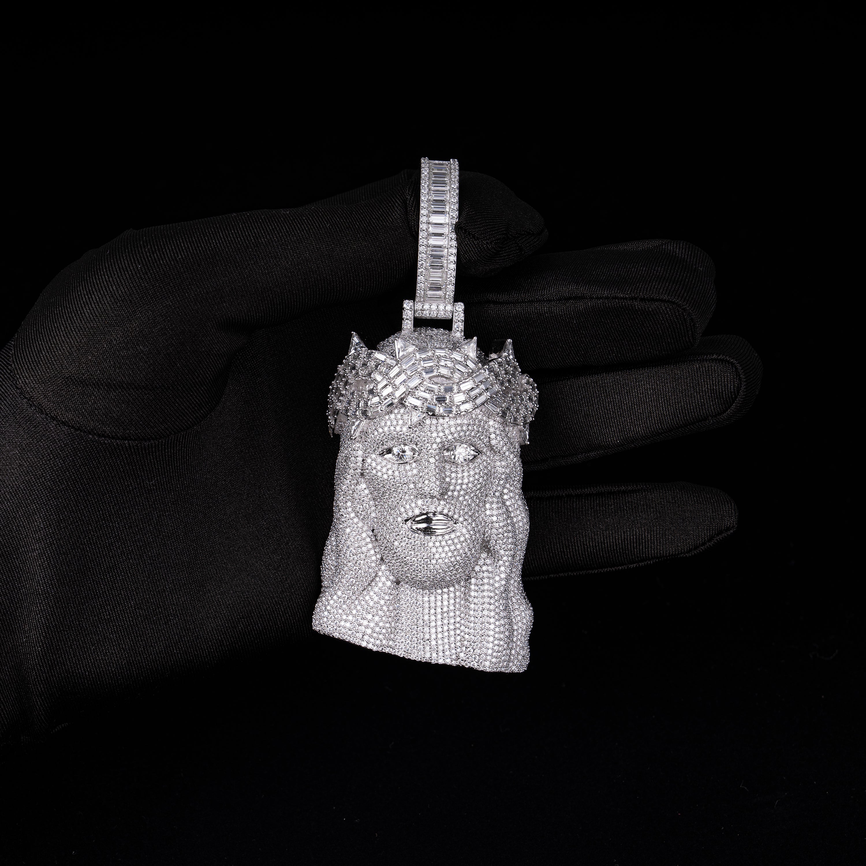 Moissanite Halo Jesus Pendant – alternate product view 6