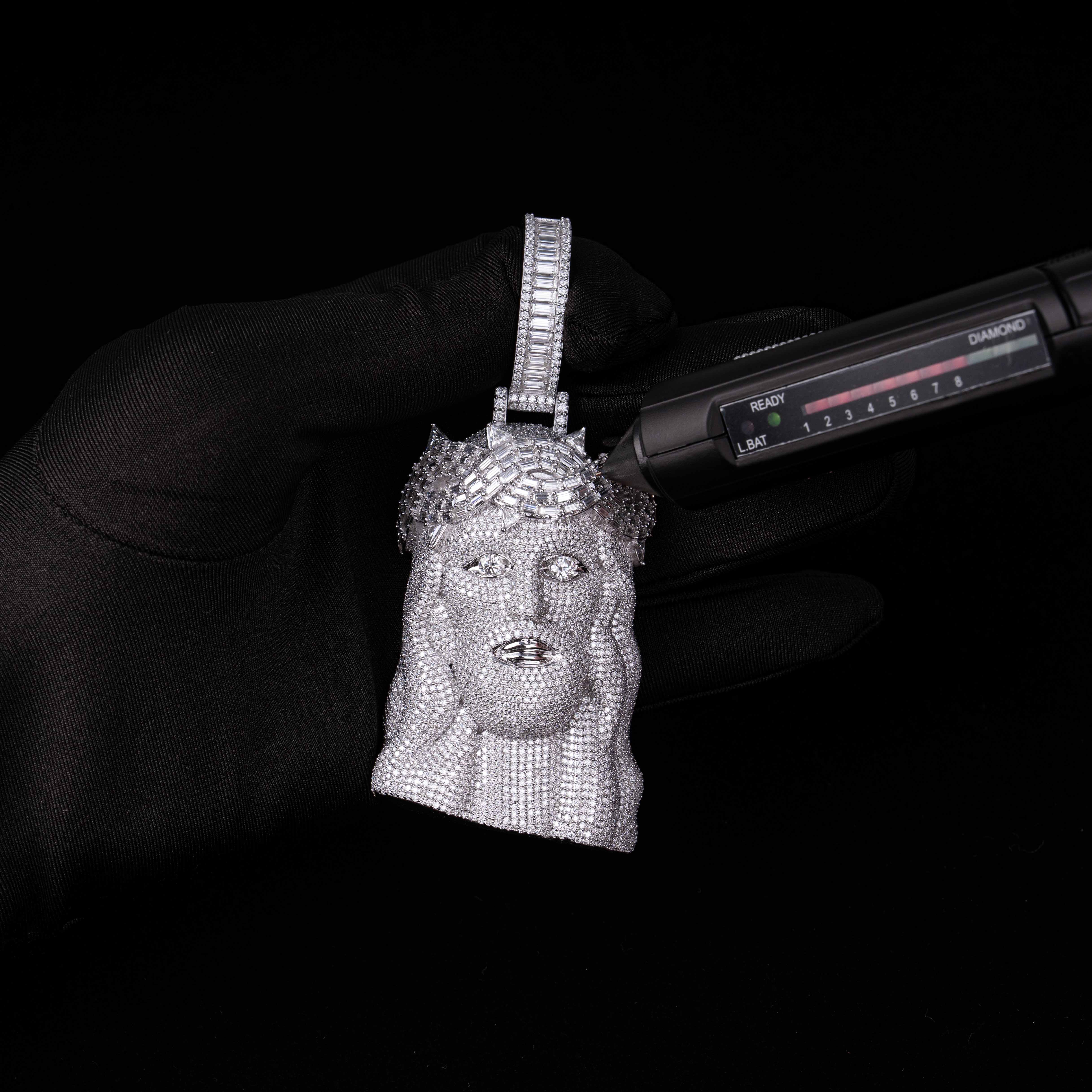 Moissanite Halo Jesus Pendant – alternate product view 7
