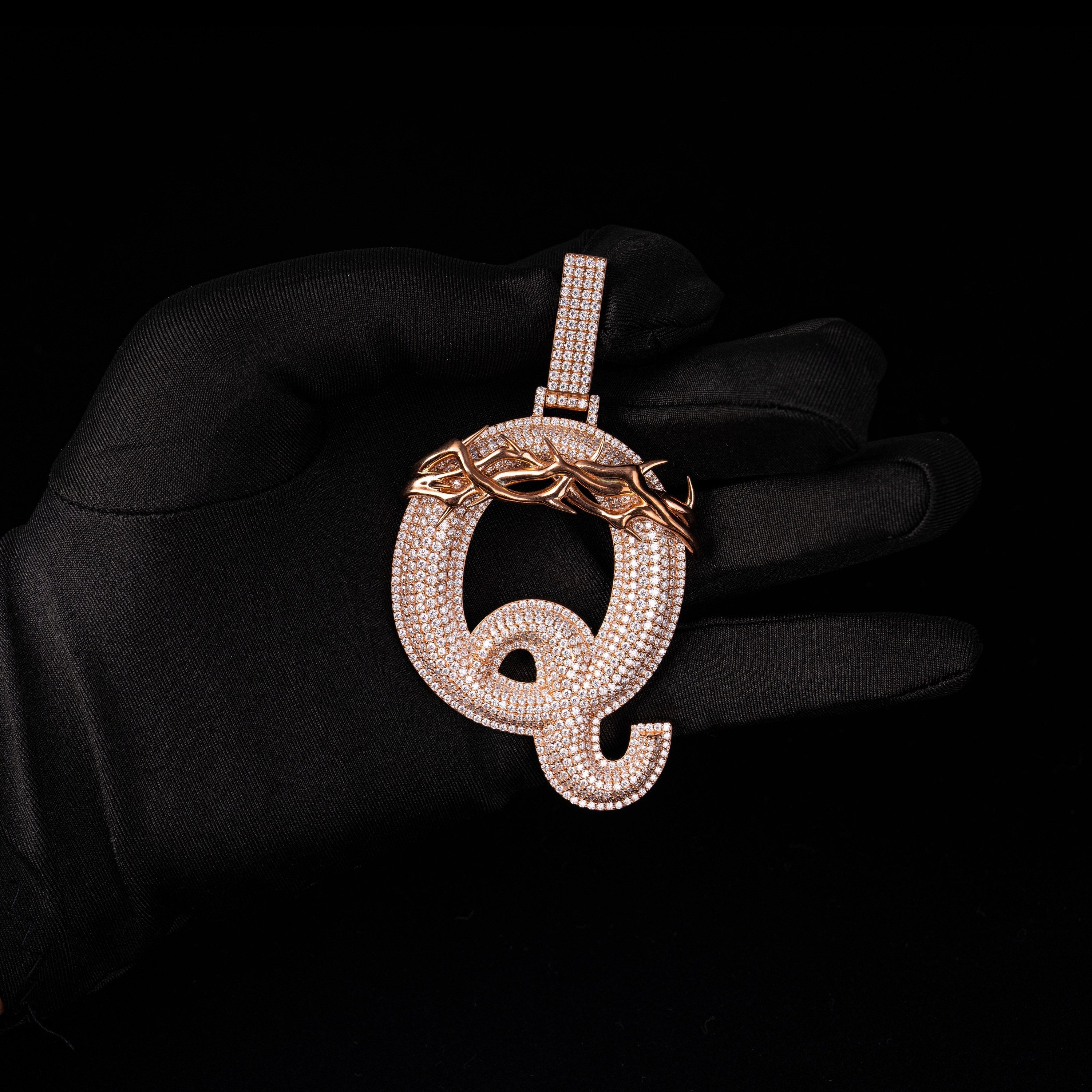 Moissanite Design letter D Q pendant