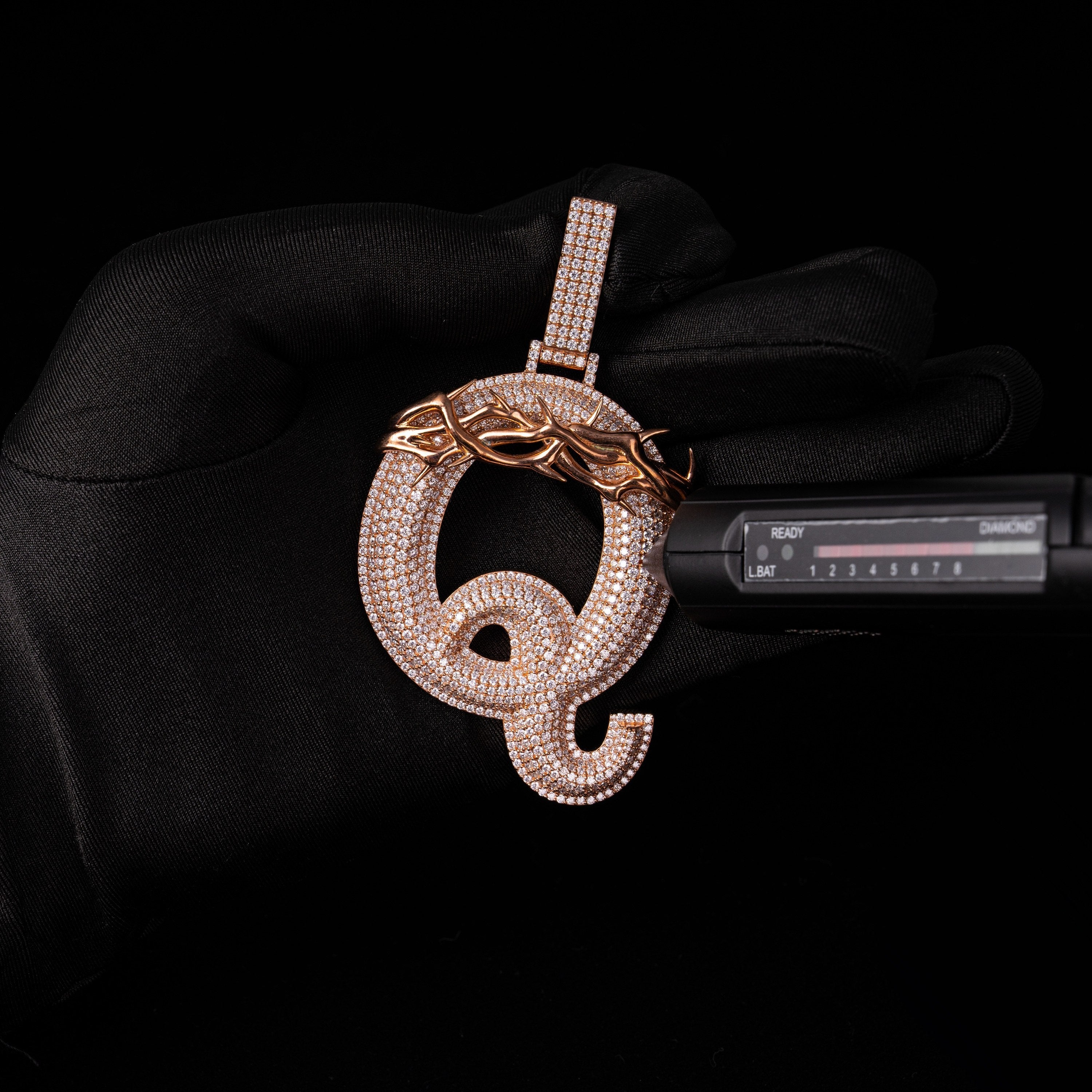 Moissanite Design letter D Q pendant