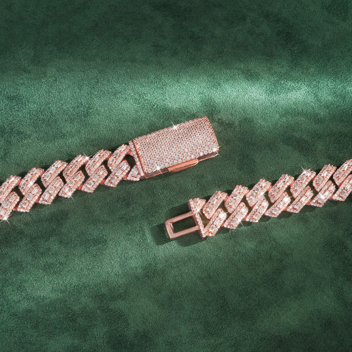 16MM Iced Out Cuban Link Chain Baguette & Round Cut Moissanite Full Pavé Heavy Necklace – alternate product view 3