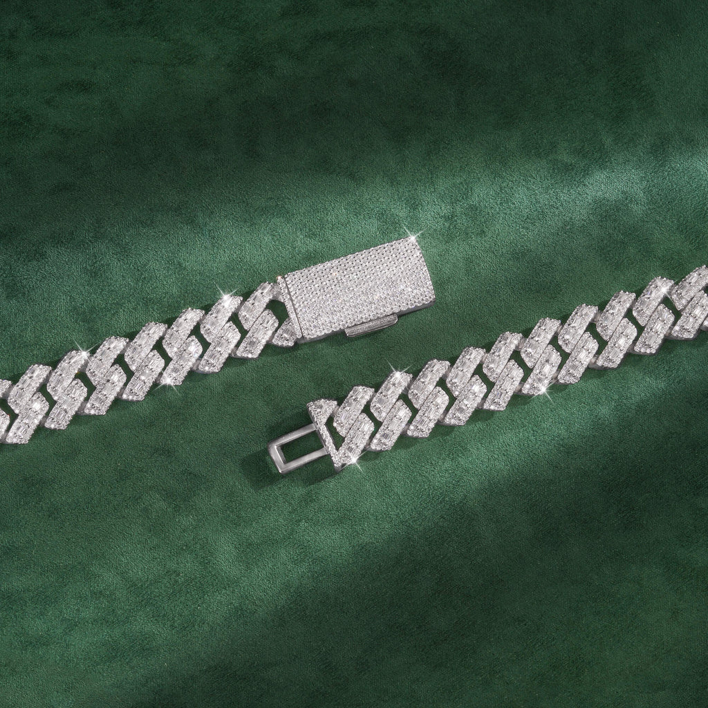 16mm Baguette-Cut Moissanite Miami Cuban Link Chain 14K Gold
