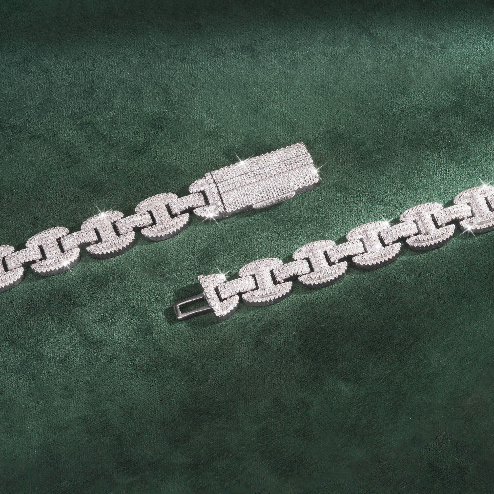 12mm H-Link Moissanite Cuban Chain – 14K Gold