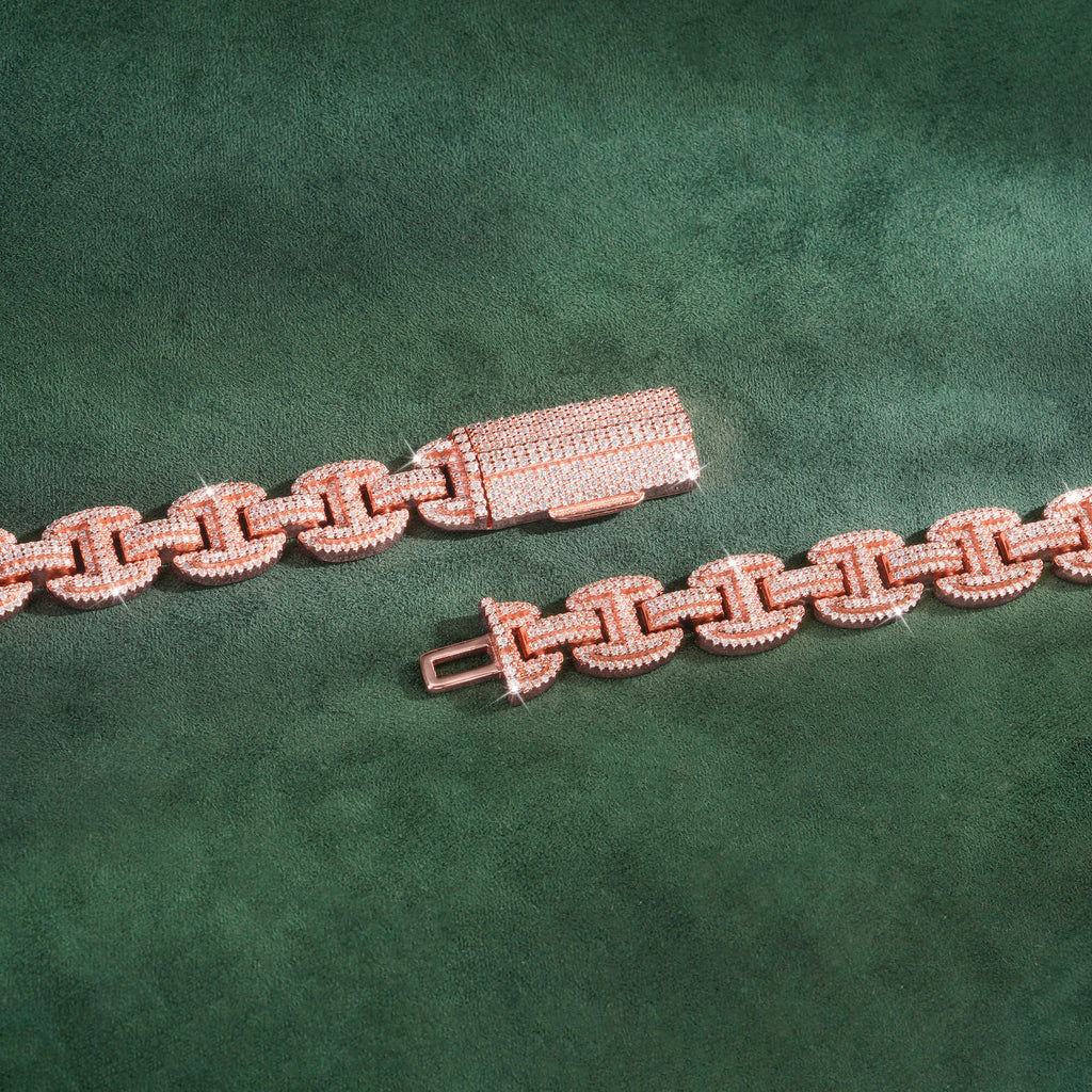 12mm H-Link Moissanite Cuban Chain – 14K Gold