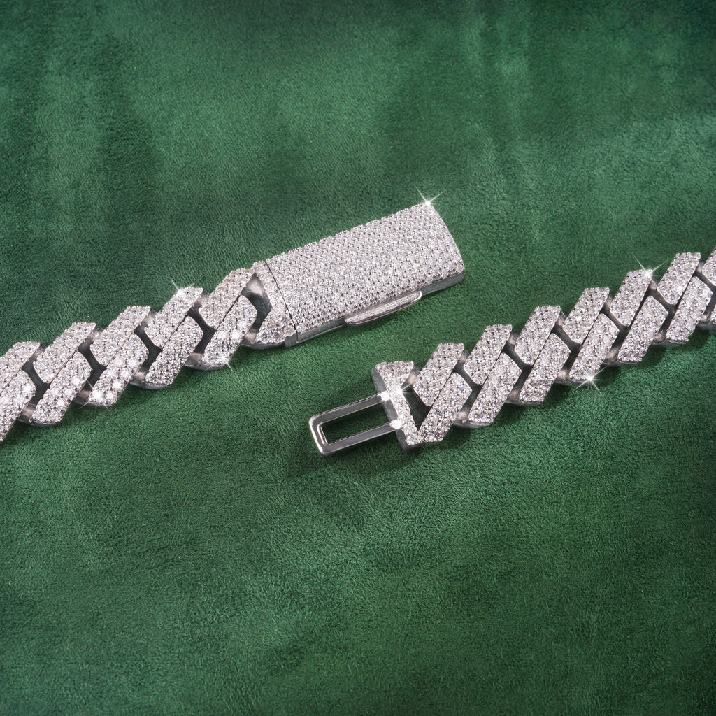 8MM 2 Row Stone Cuban Chain Moissanite Necklace Bracelet