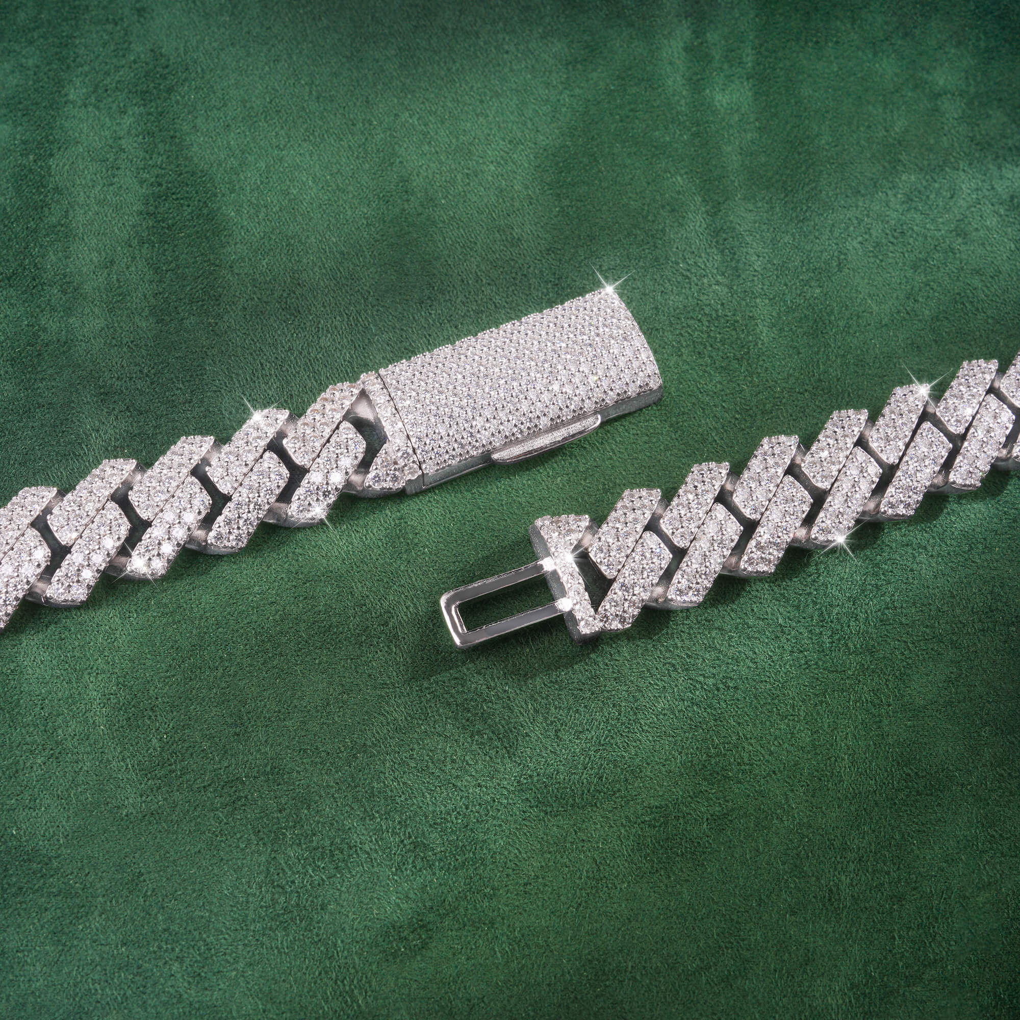 8MM 2 Row Stone Cuban Chain Moissanite Necklace Bracelet