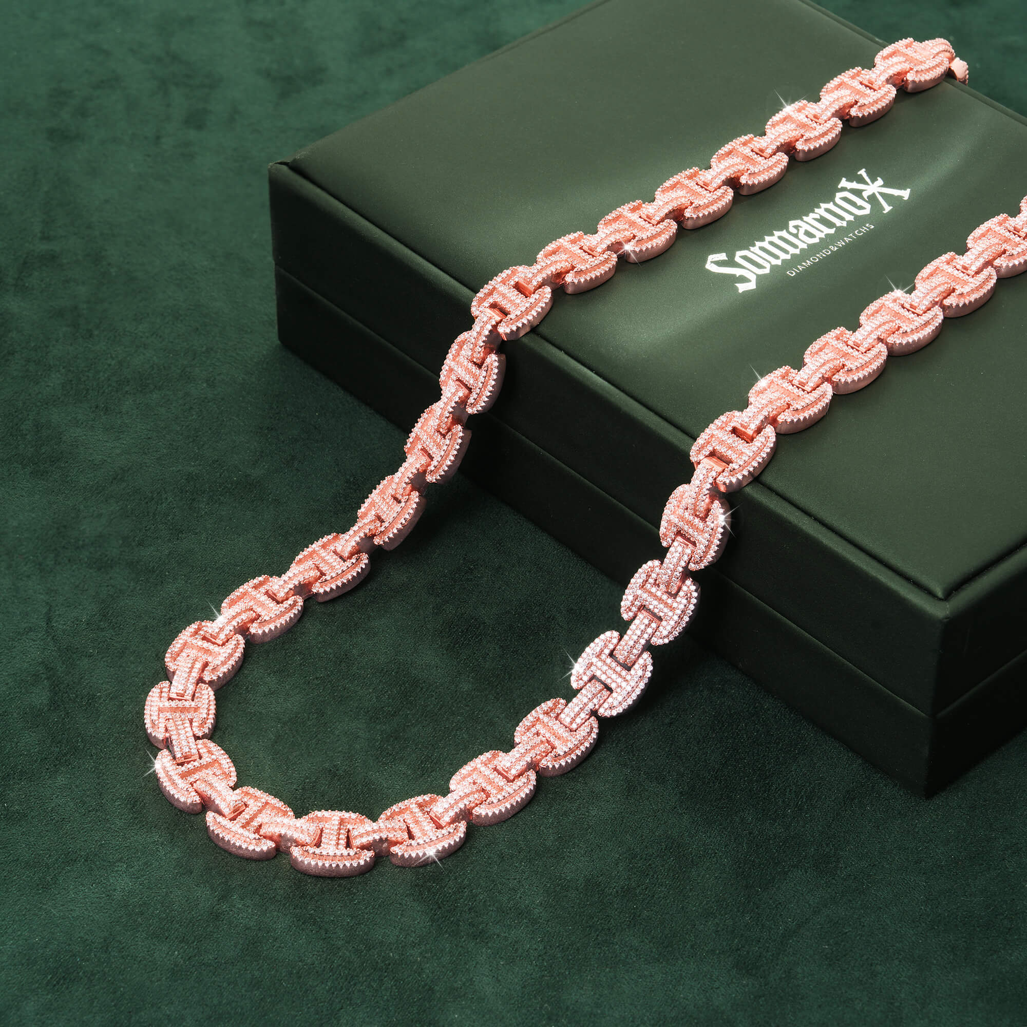 12mm H-Link Moissanite Cuban Chain – 14K Gold