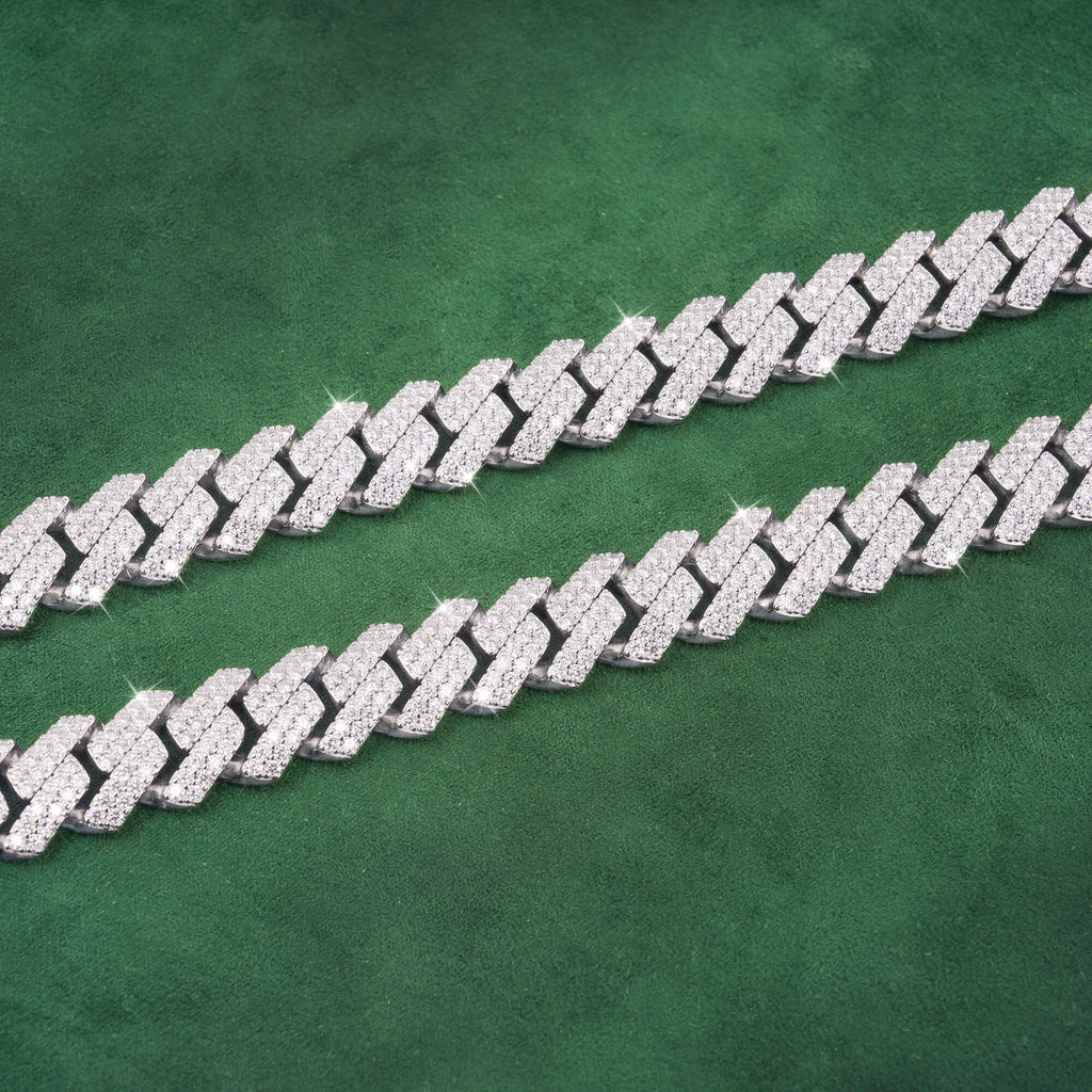 8MM 2 Row Stone Cuban Chain Moissanite Necklace Bracelet