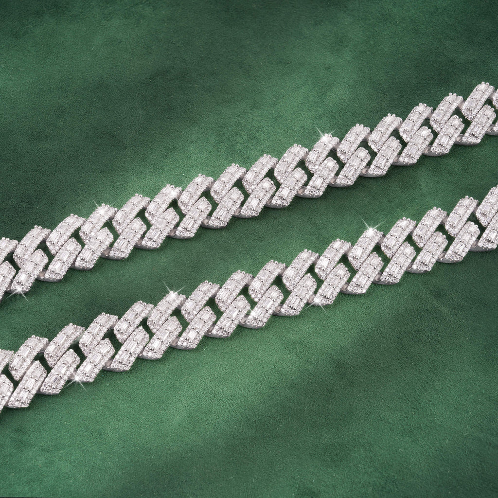 16mm Baguette-Cut Moissanite Miami Cuban Link Chain 14K Gold