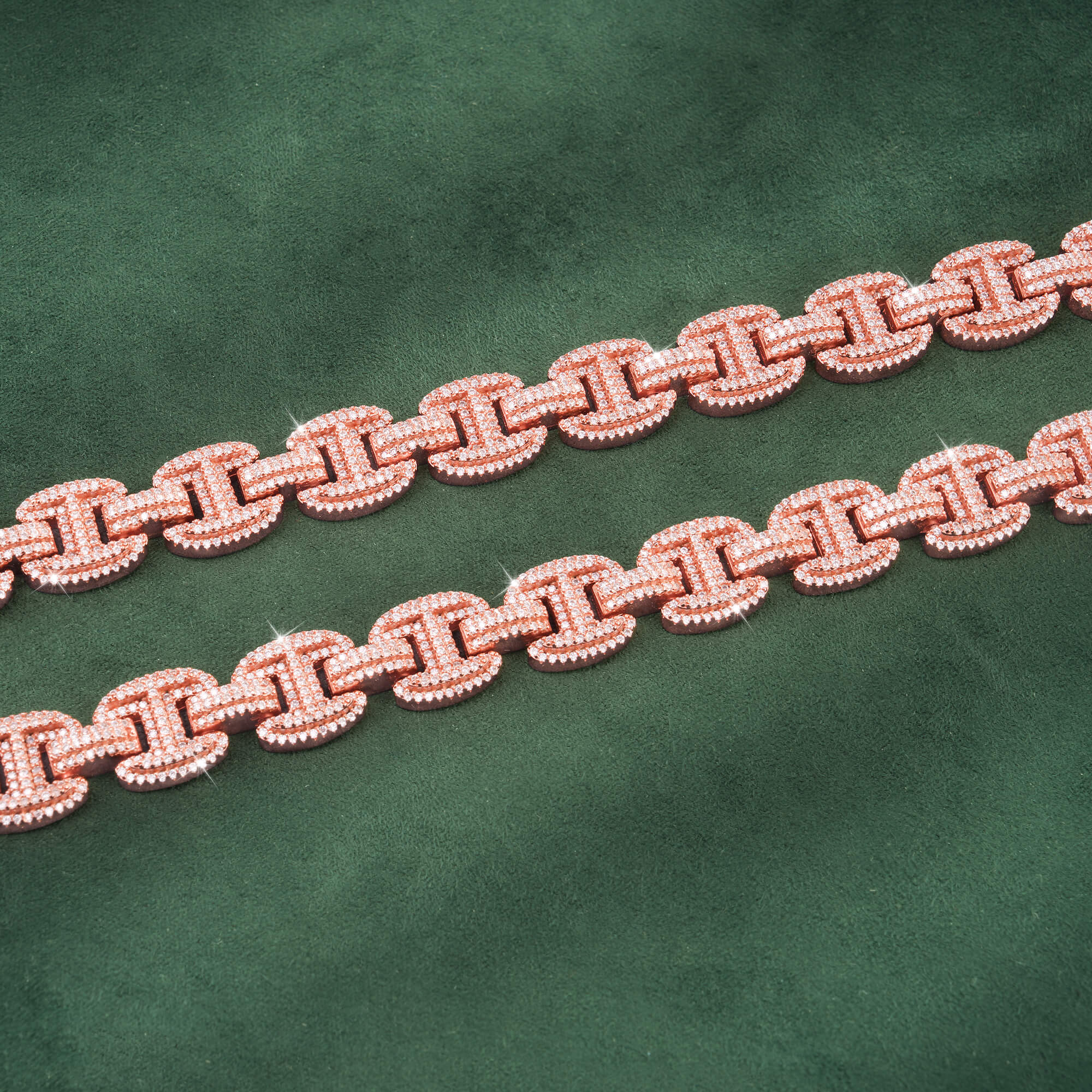 12mm H-Link Moissanite Cuban Chain – 14K Gold