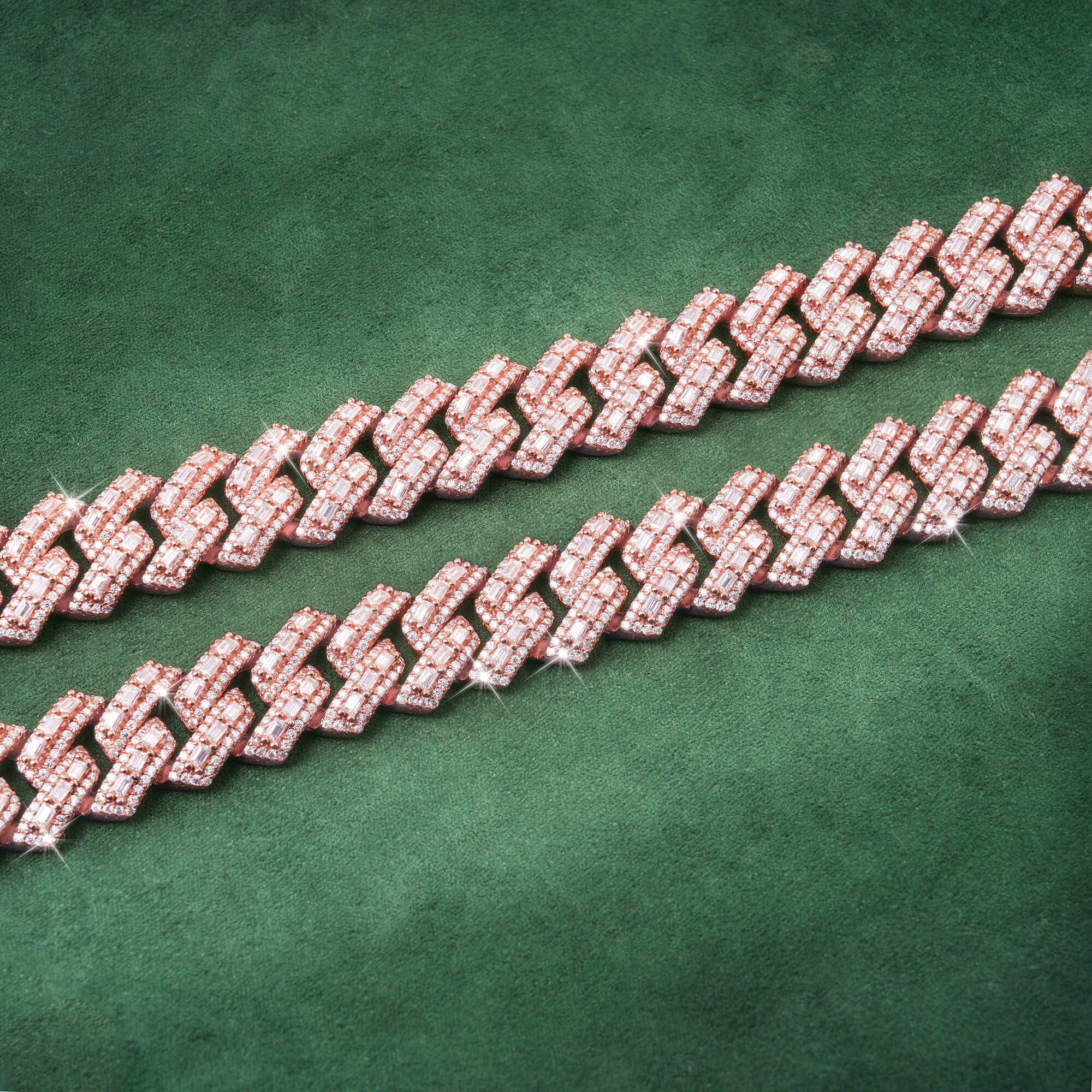 16mm Baguette-Cut Moissanite Miami Cuban Link Chain 14K Gold