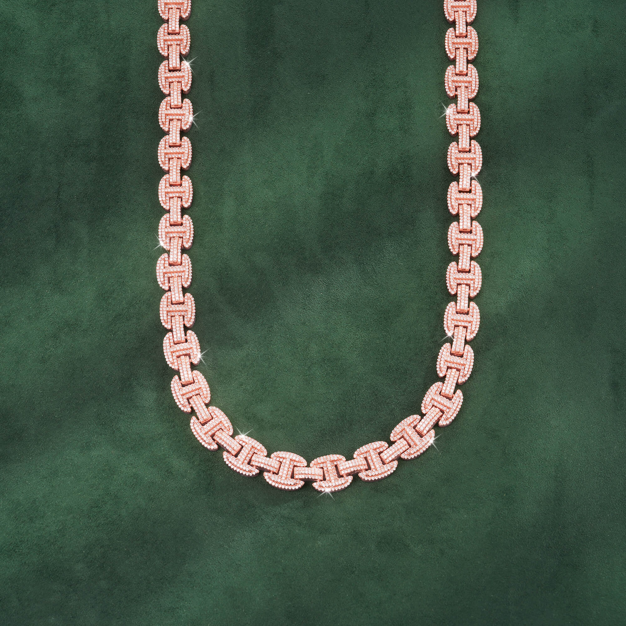 12mm H-Link Moissanite Cuban Chain – 14K Gold