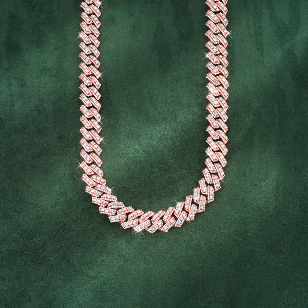 16mm Baguette-Cut Moissanite Miami Cuban Link Chain 14K Gold