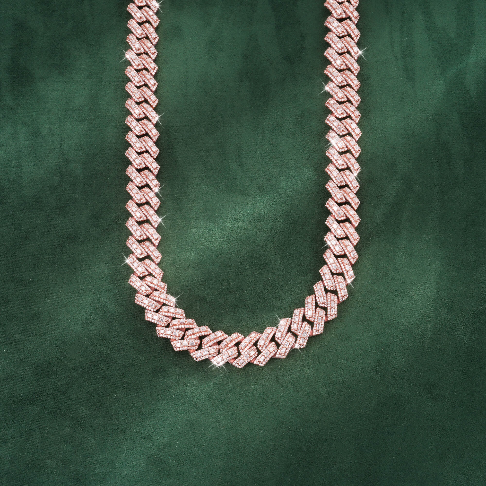 16mm Baguette-Cut Moissanite Miami Cuban Link Chain 14K Gold