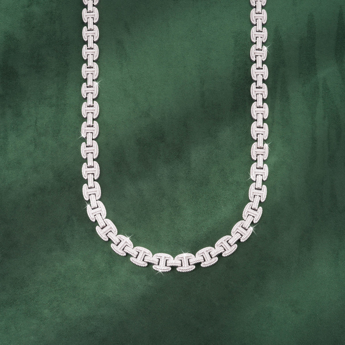 12MM Iced Out H-Link Chain Moissanite Full Pavé Heavy Hip Hop Necklace – alternate product view 9