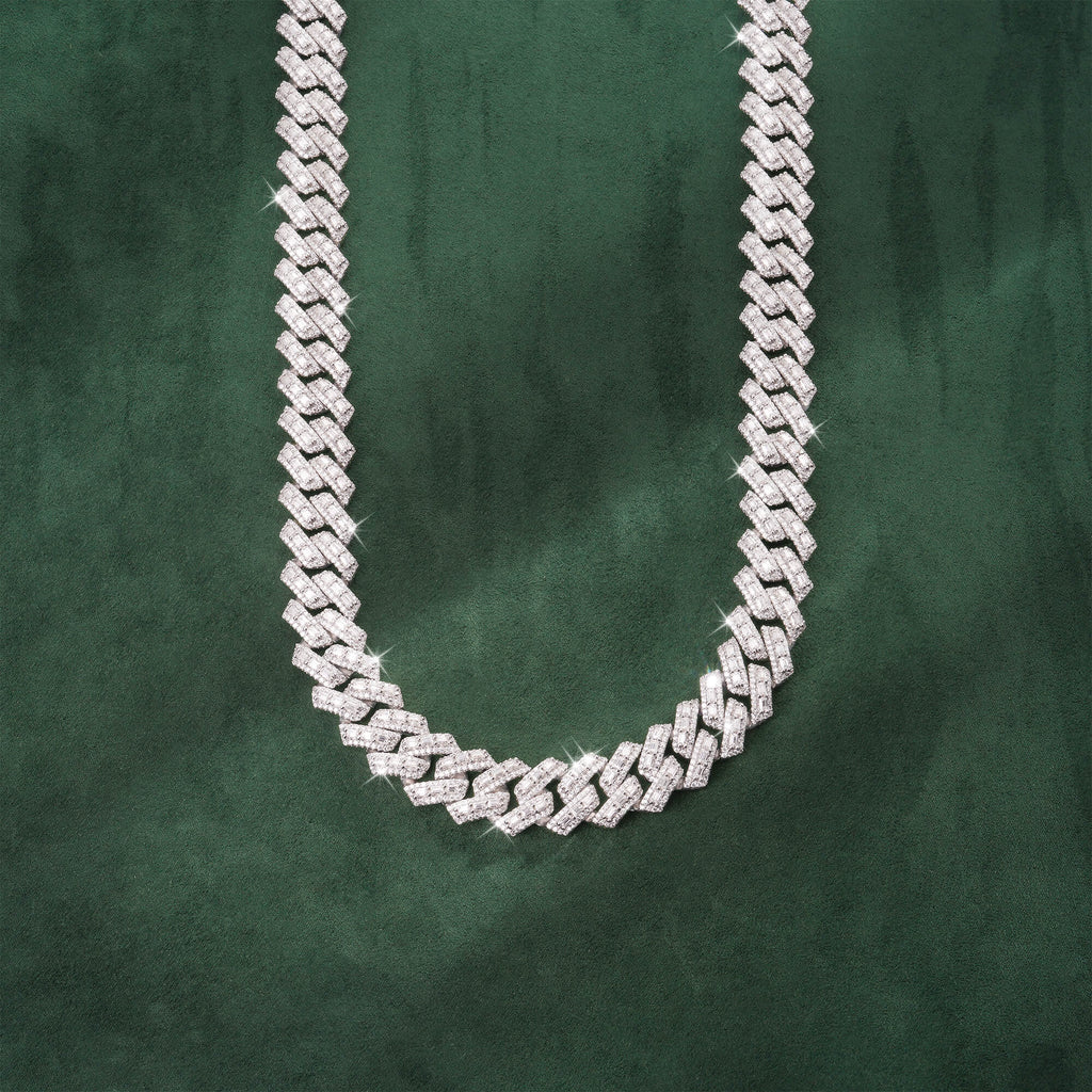 16mm Baguette-Cut Moissanite Miami Cuban Link Chain 14K Gold