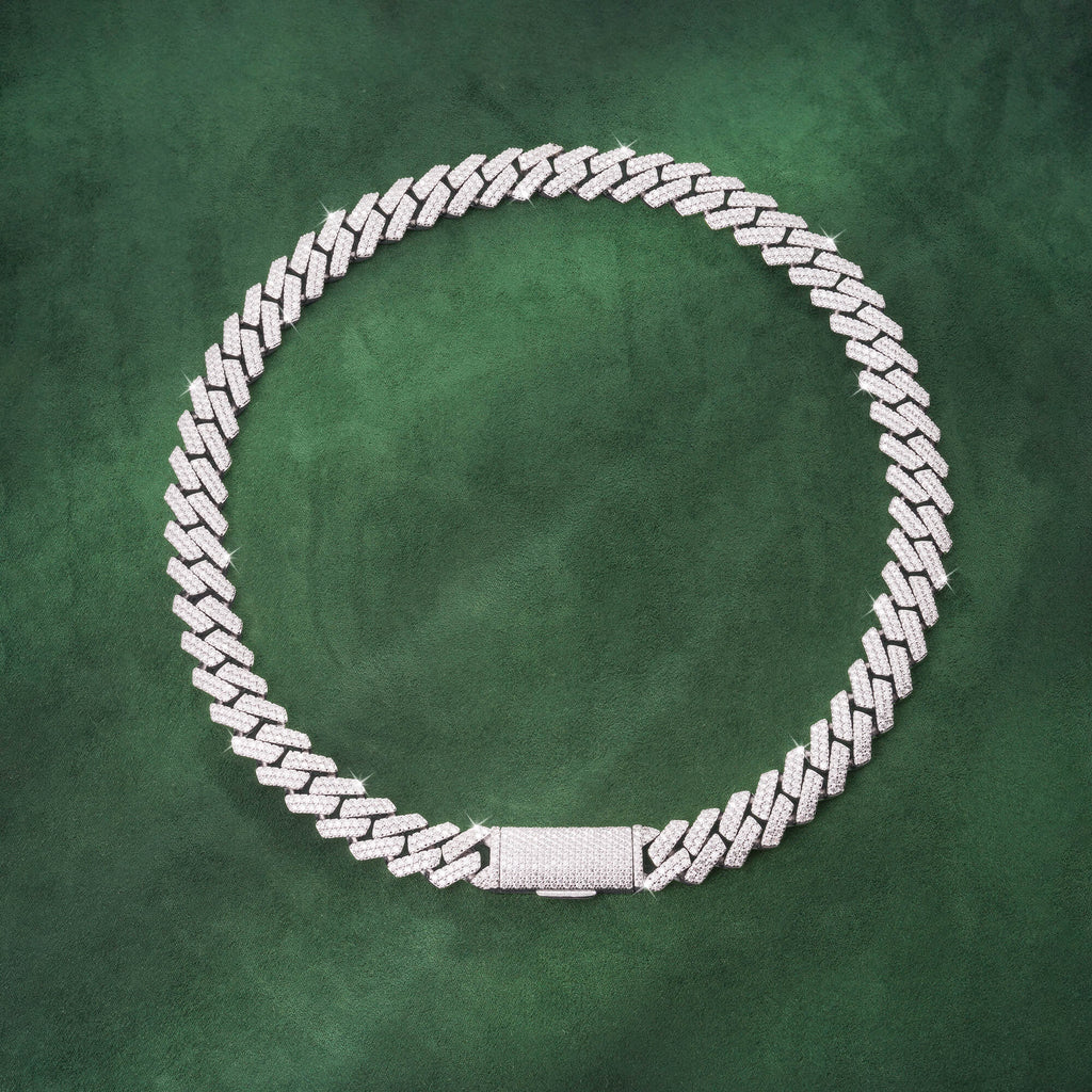 8MM 2 Row Stone Cuban Chain Moissanite Necklace Bracelet