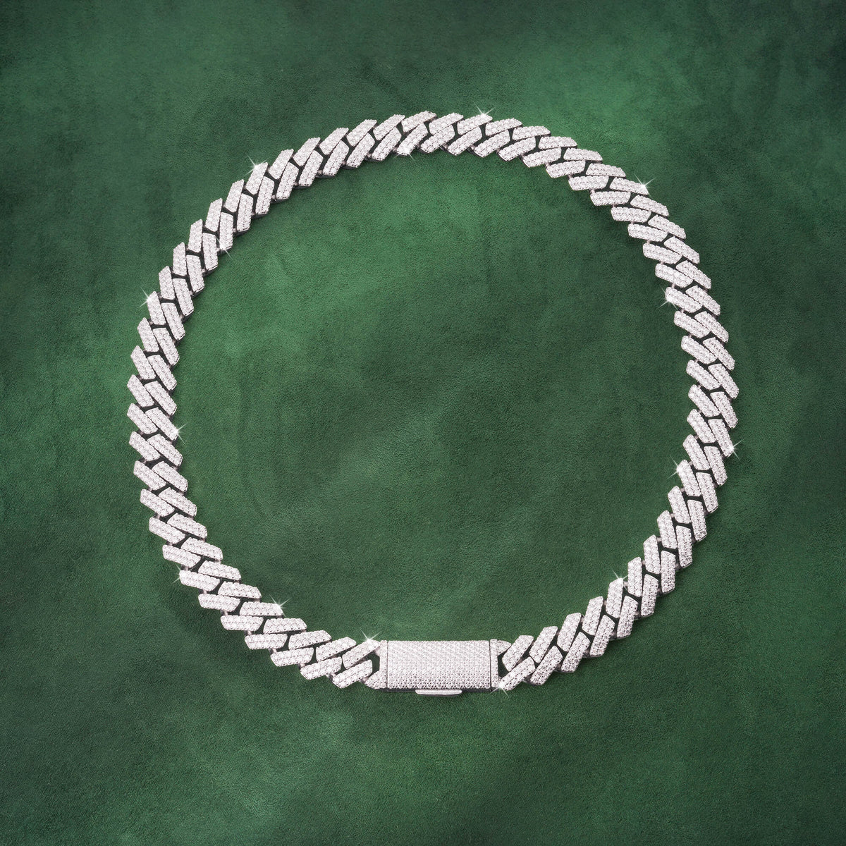 8MM 2 Row Stone Cuban Chain Moissanite Necklace & Bracelet – FH2127 – alternate product view 5