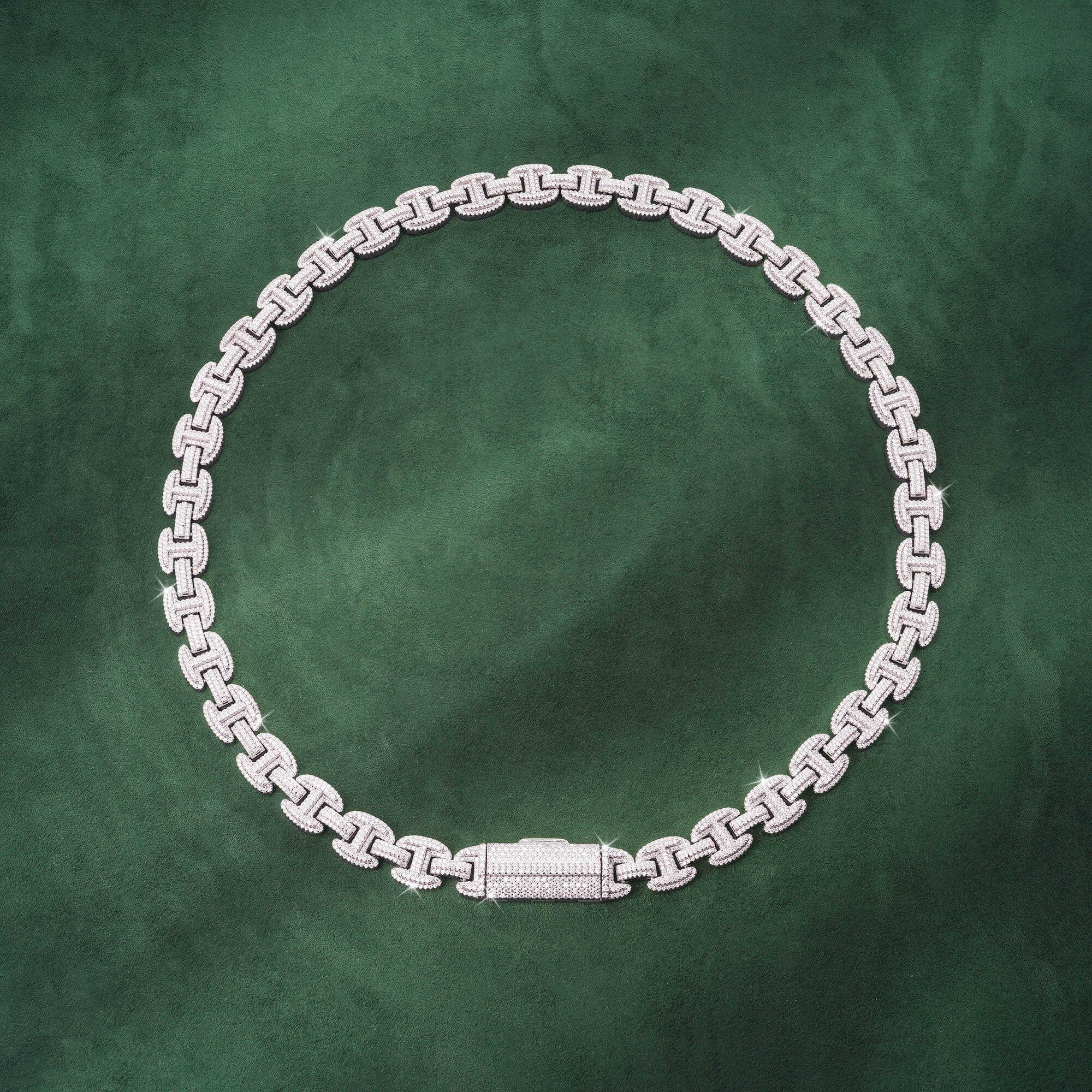 12mm H-Link Moissanite Cuban Chain – 14K Gold