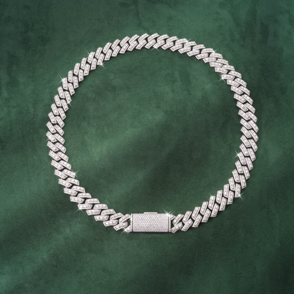 16mm Baguette-Cut Moissanite Miami Cuban Link Chain 14K Gold