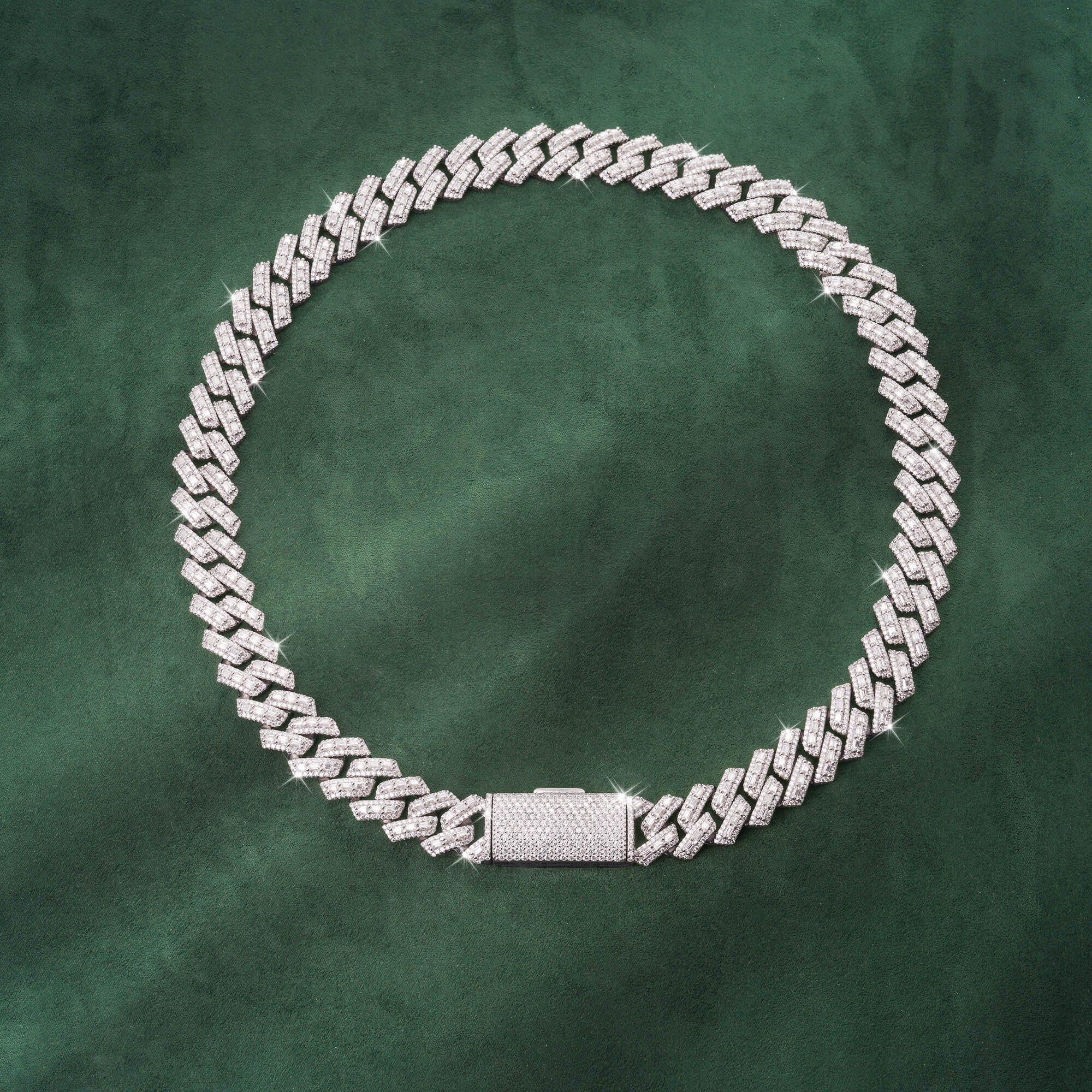 16mm Baguette-Cut Moissanite Miami Cuban Link Chain 14K Gold