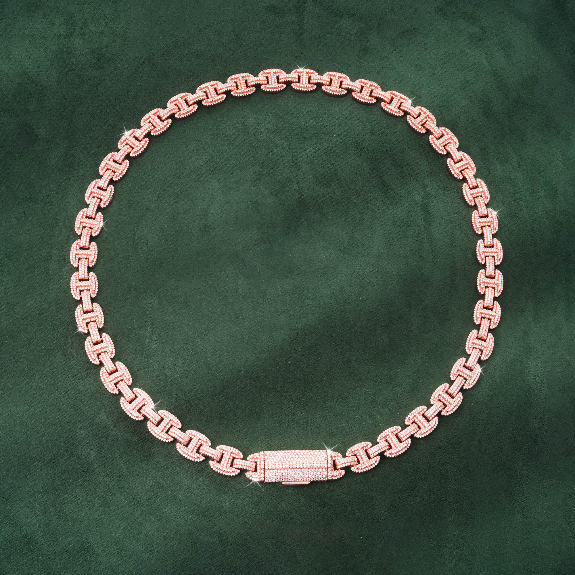 12mm H-Link Moissanite Cuban Chain – 14K Gold