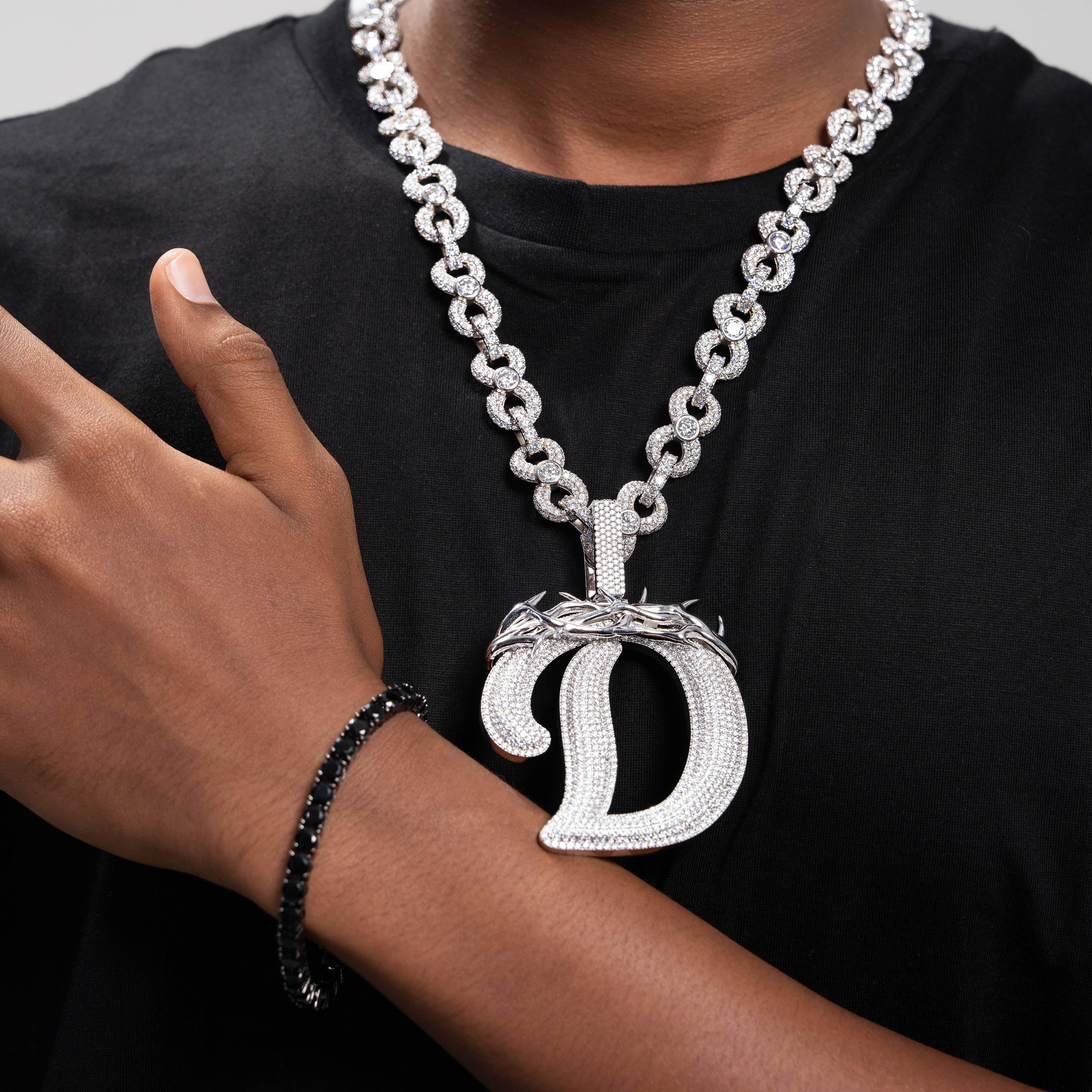 Moissanite Letter “D” Pendant – alternate product view 2