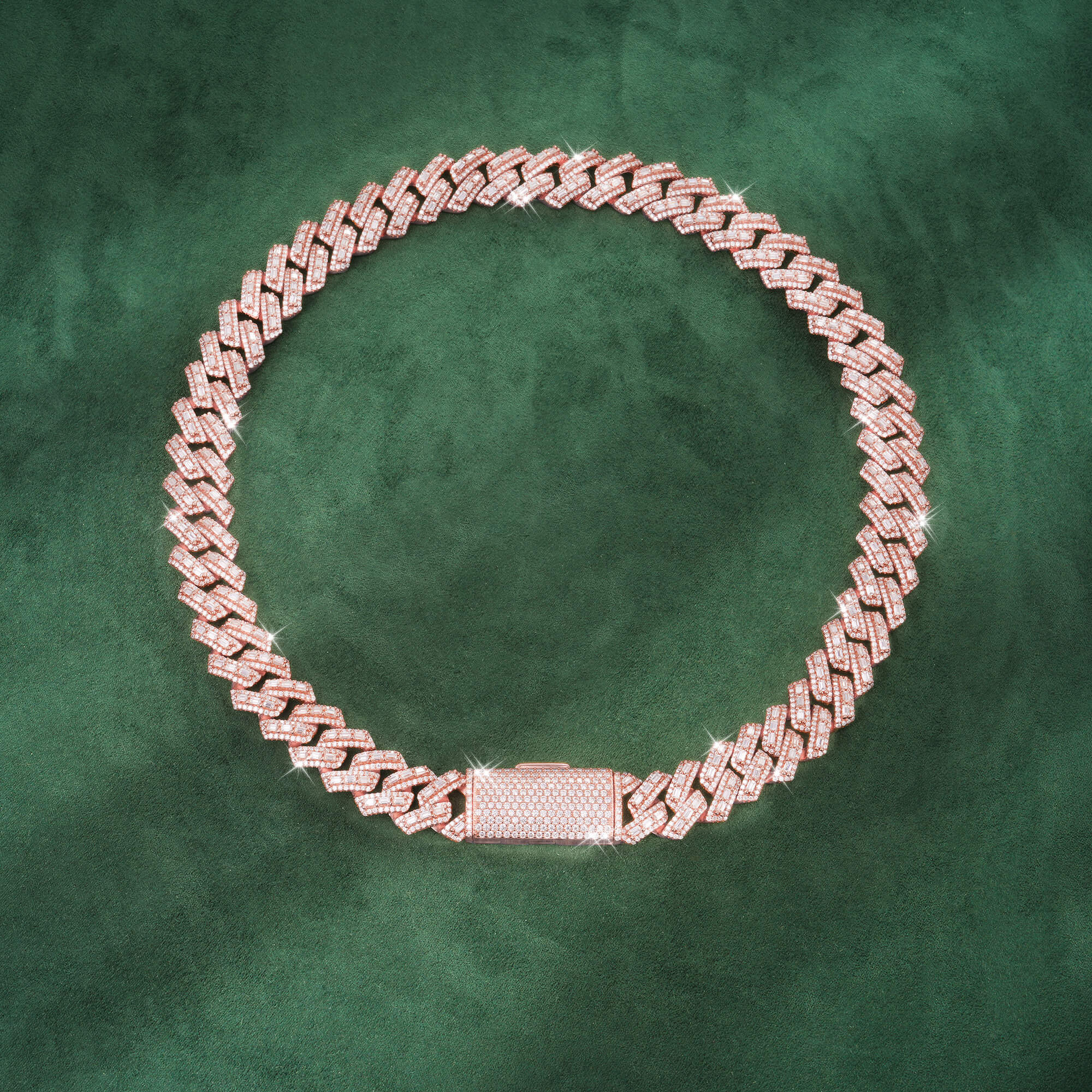 16mm Baguette-Cut Moissanite Miami Cuban Link Chain 14K Gold