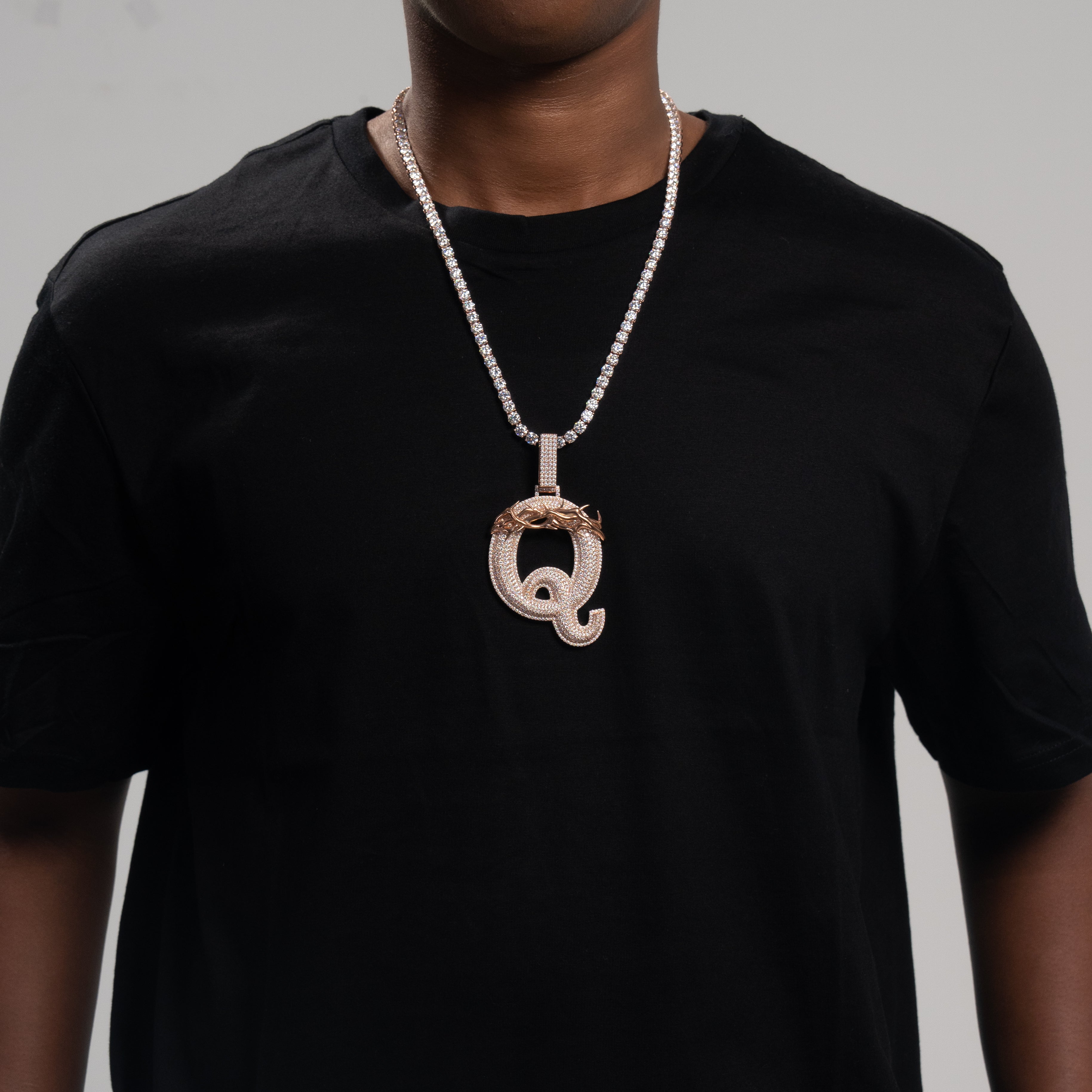 Moissanite Design letter D Q pendant