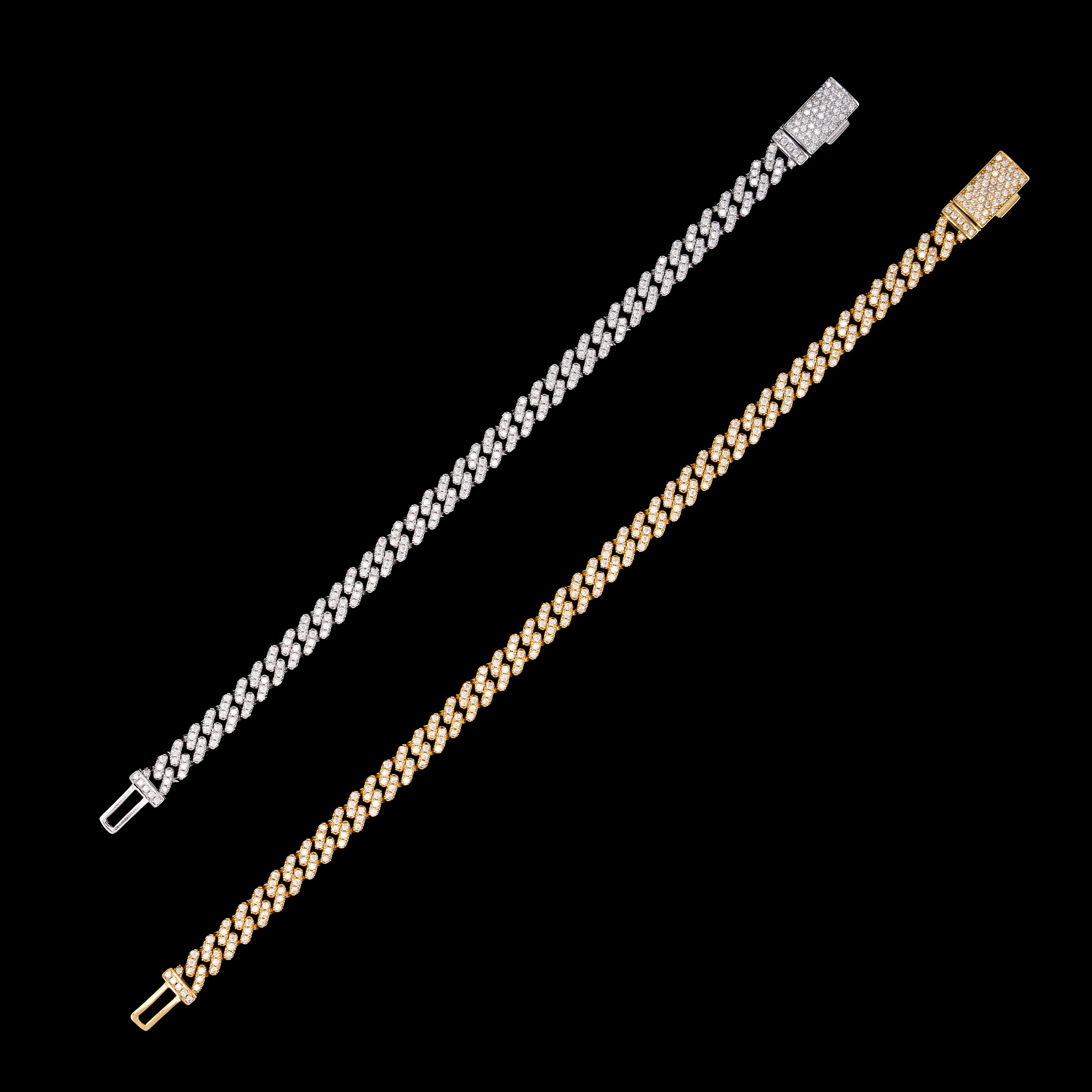 6.5MM 1 Row Stone Cuban Chain Moissanite Necklace & Bracelet – product view