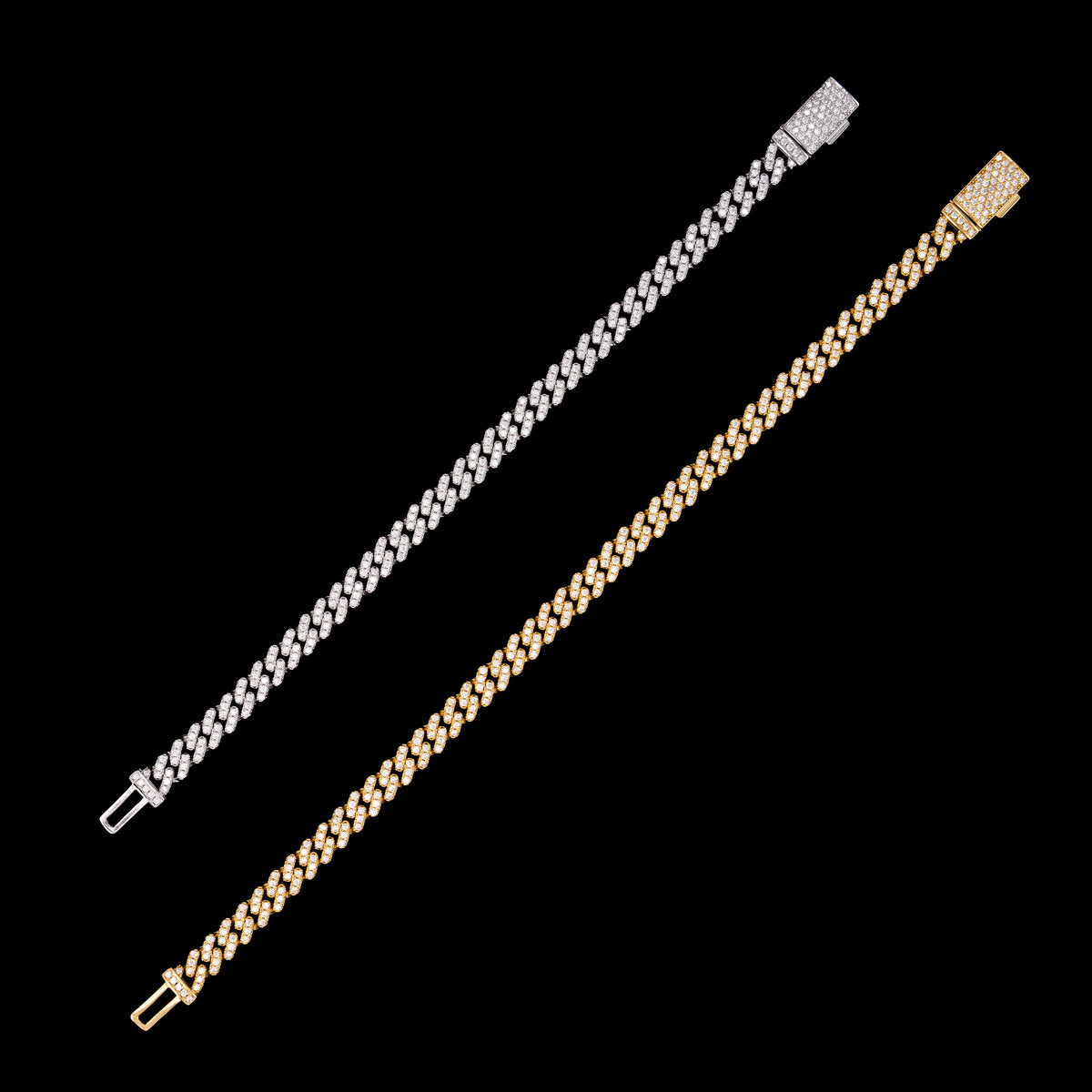6.5MM 1 Row Stone Cuban Chain Moissanite Necklace & Bracelet – product view