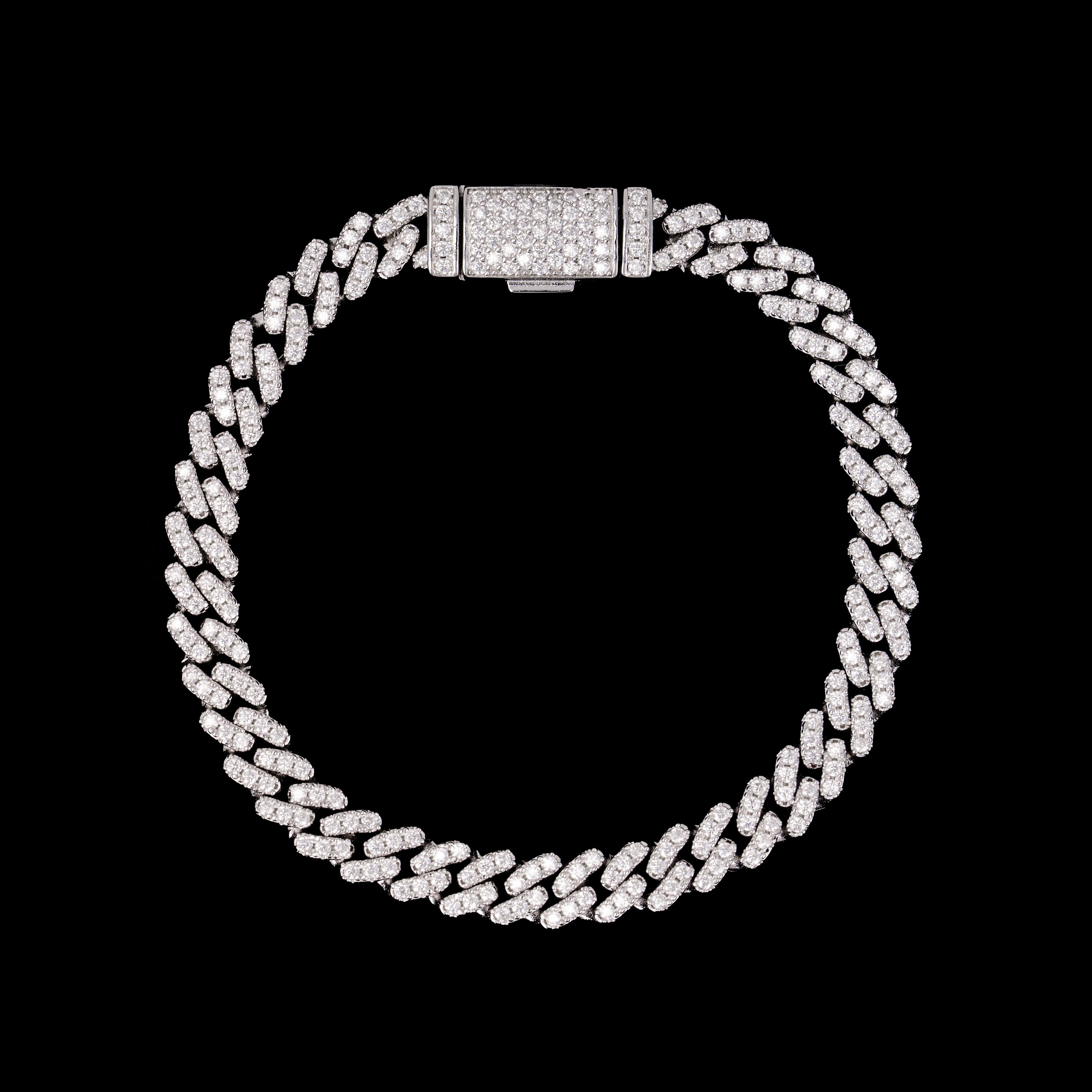6.5MM 1 Row Stone Cuban Chain Moissanite Necklace & Bracelet – product view