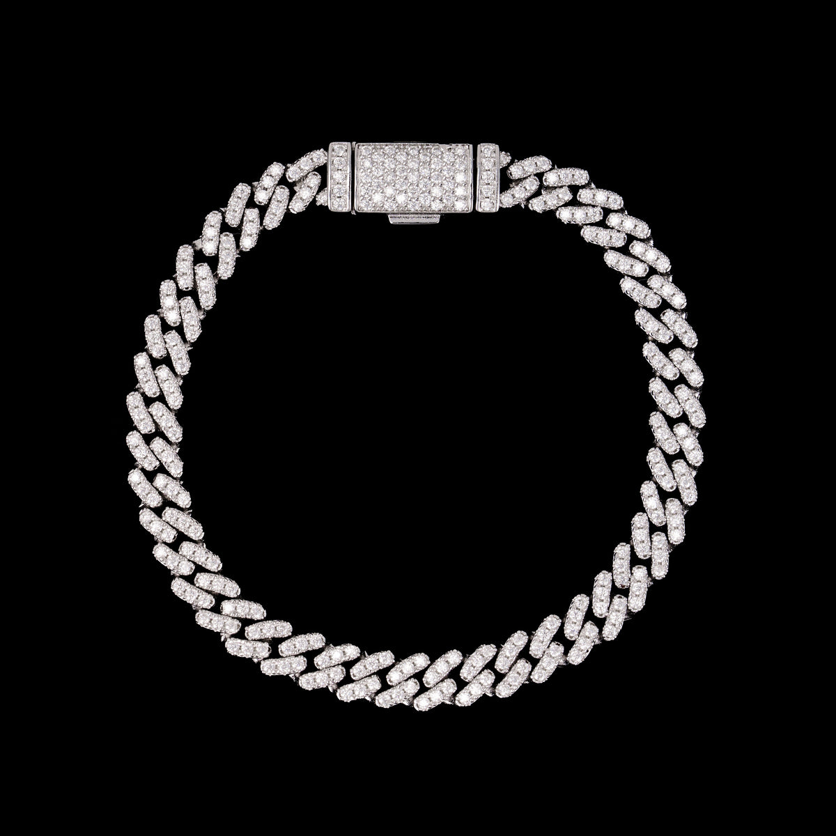 6.5MM 1 Row Stone Cuban Chain Moissanite Necklace & Bracelet – product view