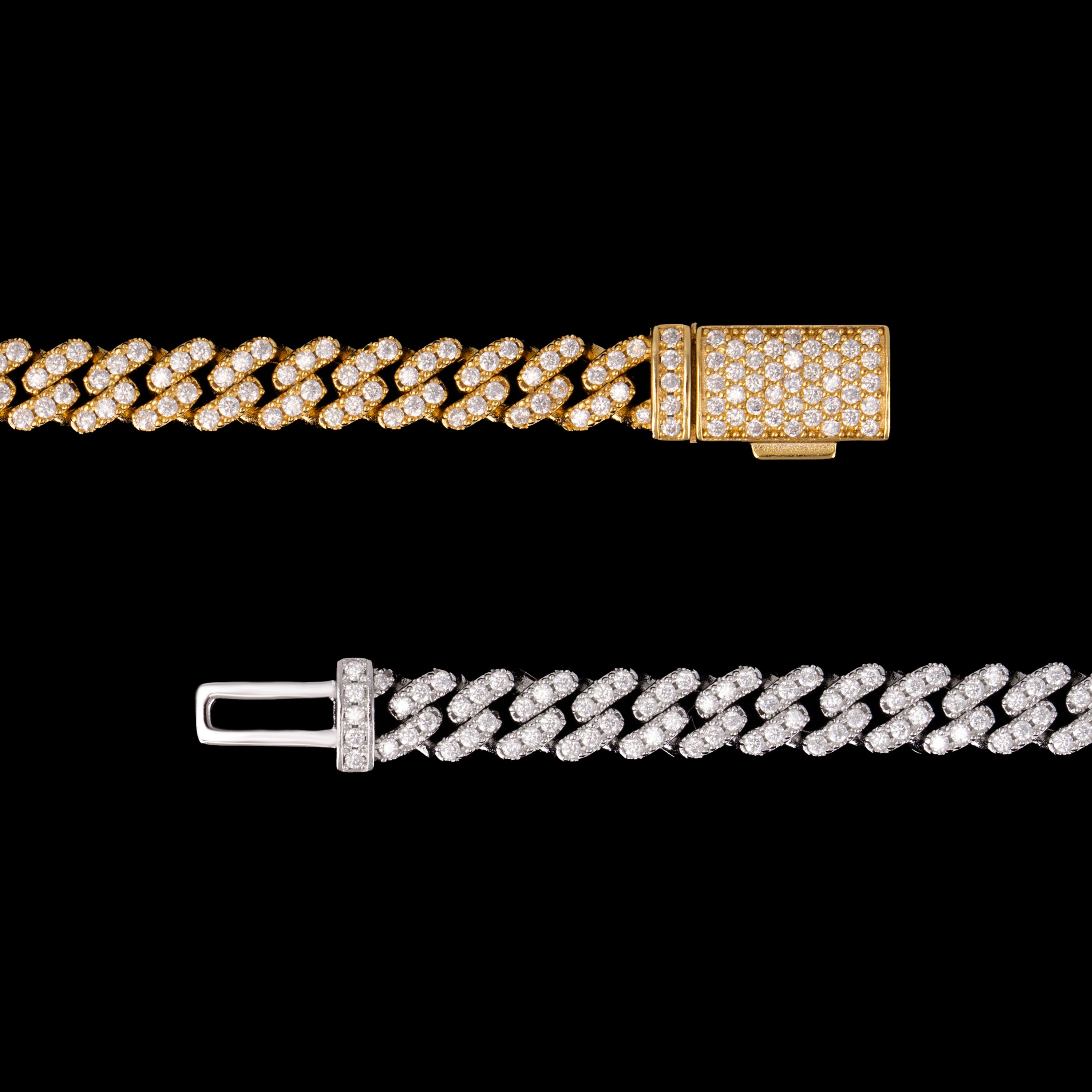 6.5MM 1 Row Stone Cuban Chain Moissanite Necklace & Bracelet – product view