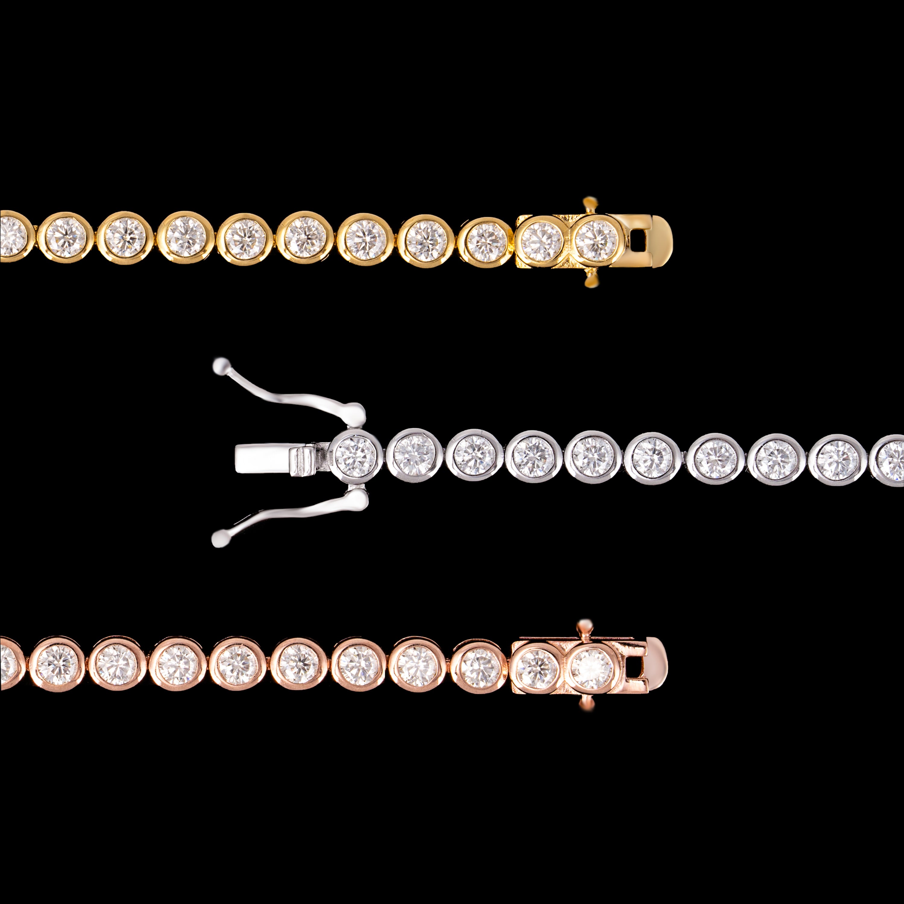 3MM Moissanite Round Bezel Tennis Bracelet – alternate product view 4