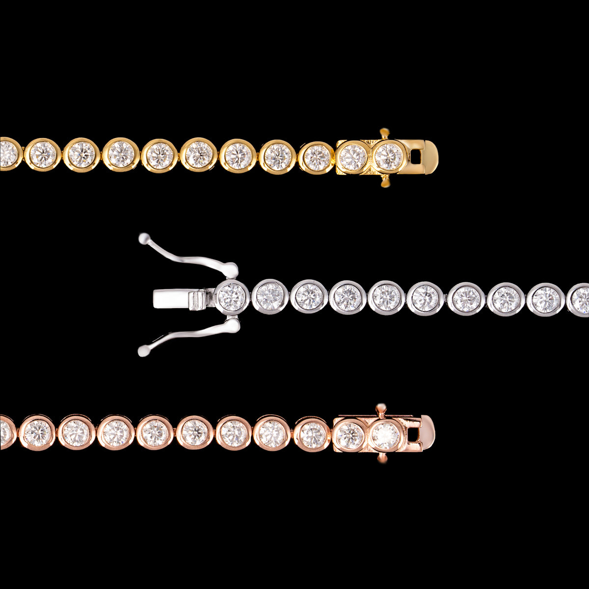 3MM Moissanite Round Bezel Tennis Bracelet – alternate product view 4