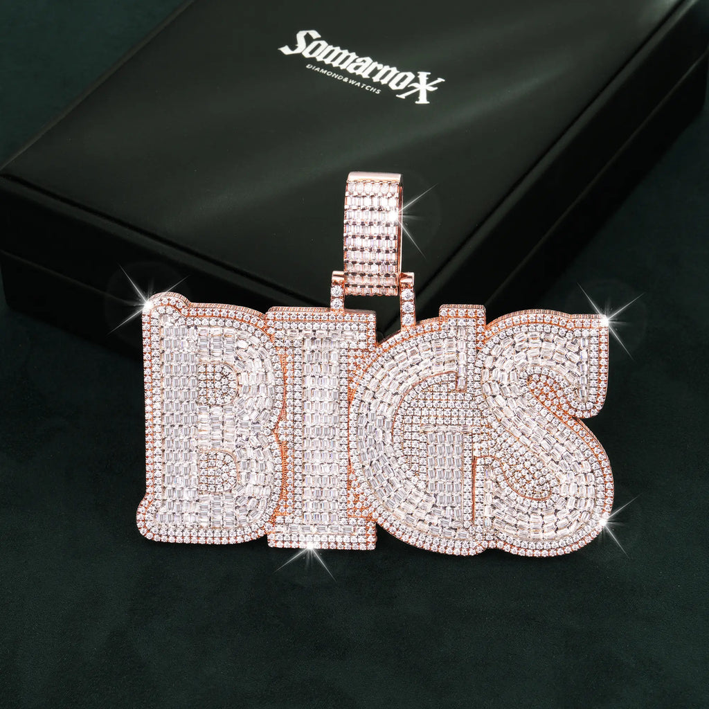 Custom “BIGS” Name Pendant – Fully Paved Bling Charm 14K gold