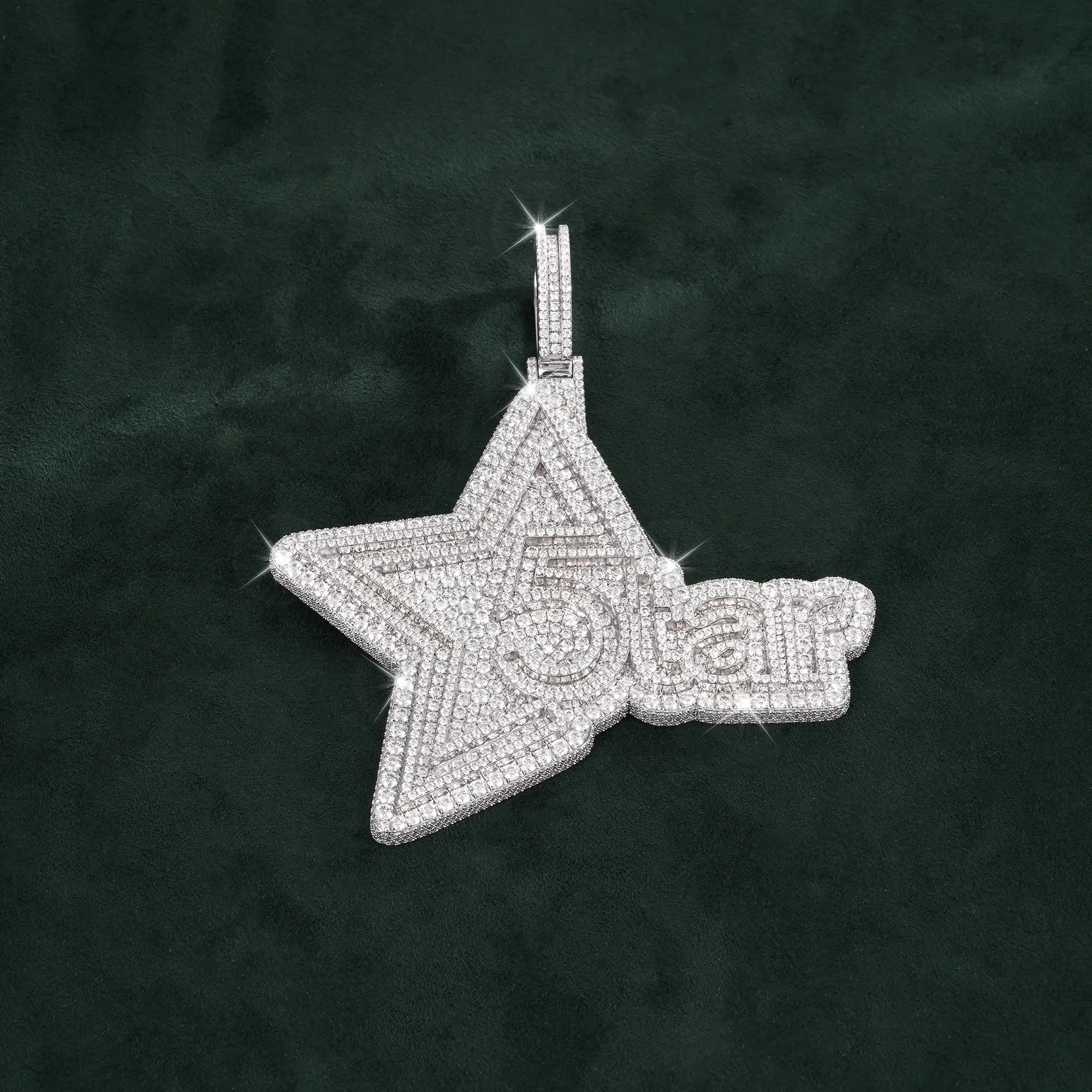 Custom Iced Out 5tar Star Pendant Full Pave Moissanite – alternate product view 3
