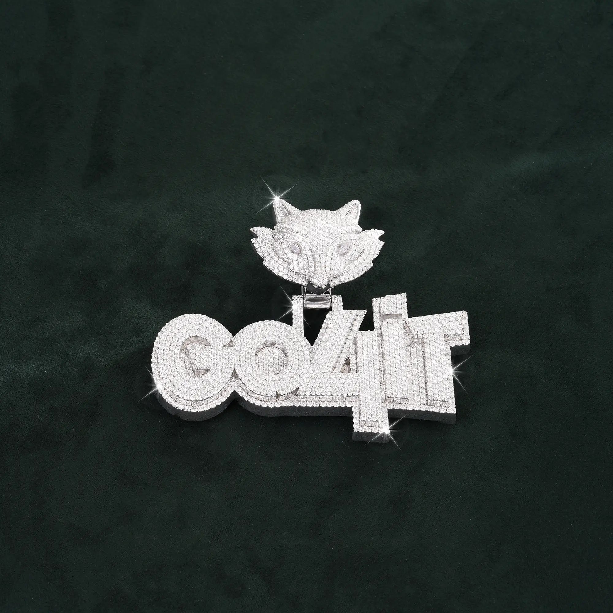Heavy Iced GO4iT Pendant Drip Moissanite Fox Head Bail Bling Statement Charm – alternate product view 3