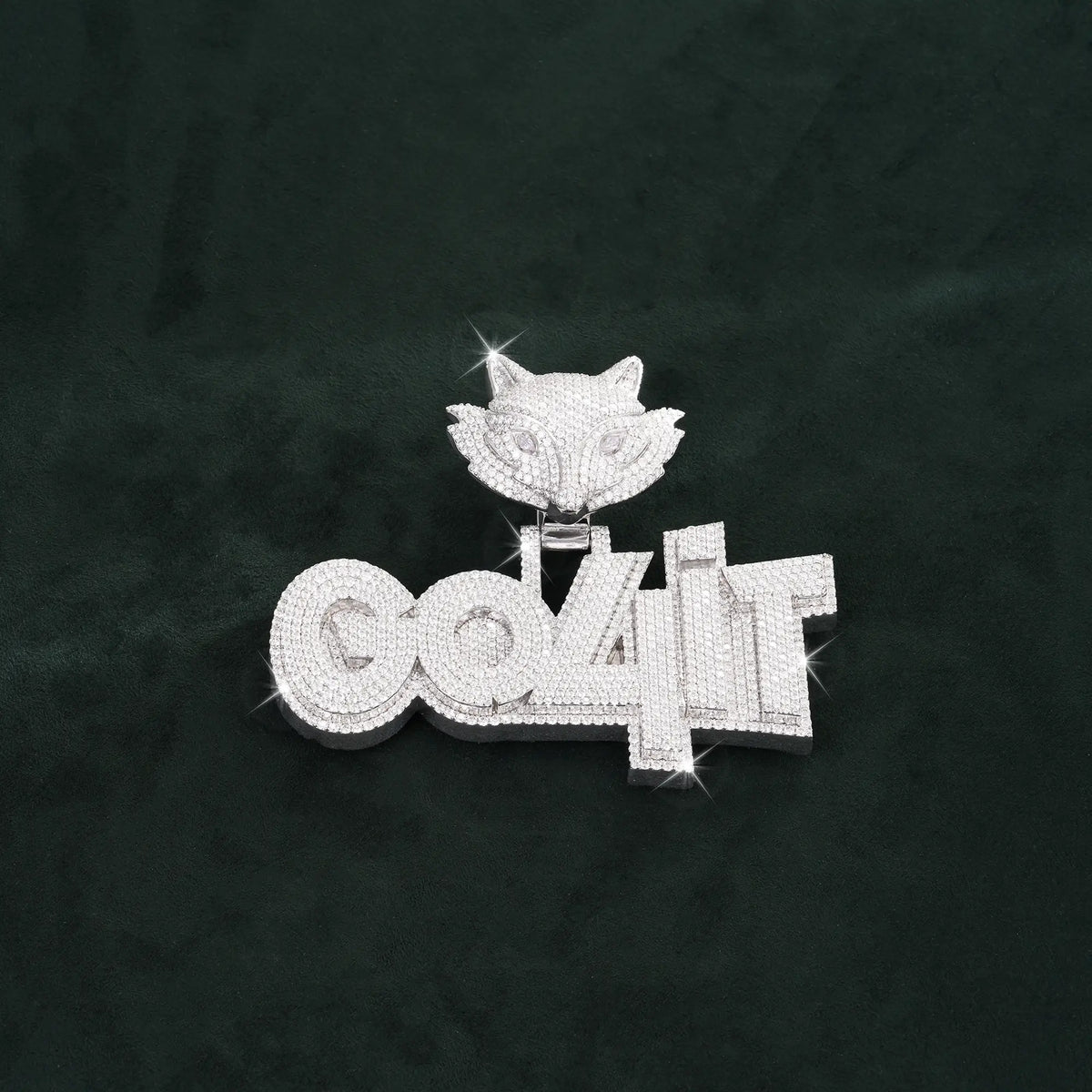 Heavy Iced GO4iT Pendant Drip Moissanite Fox Head Bail Bling Statement Charm – alternate product view 3