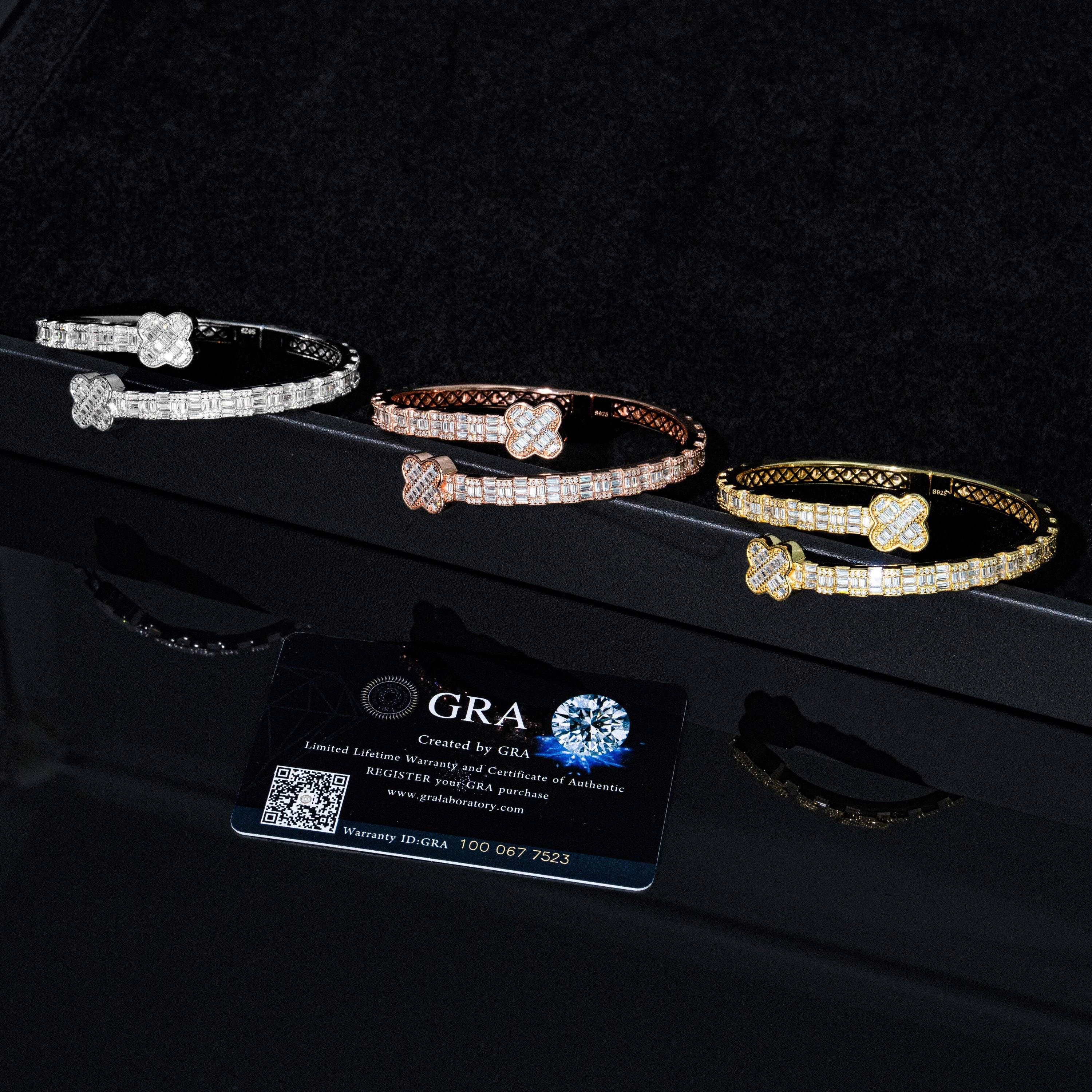 6MM Moissanite Four Leaf Clover Bangle – alternate product view 3