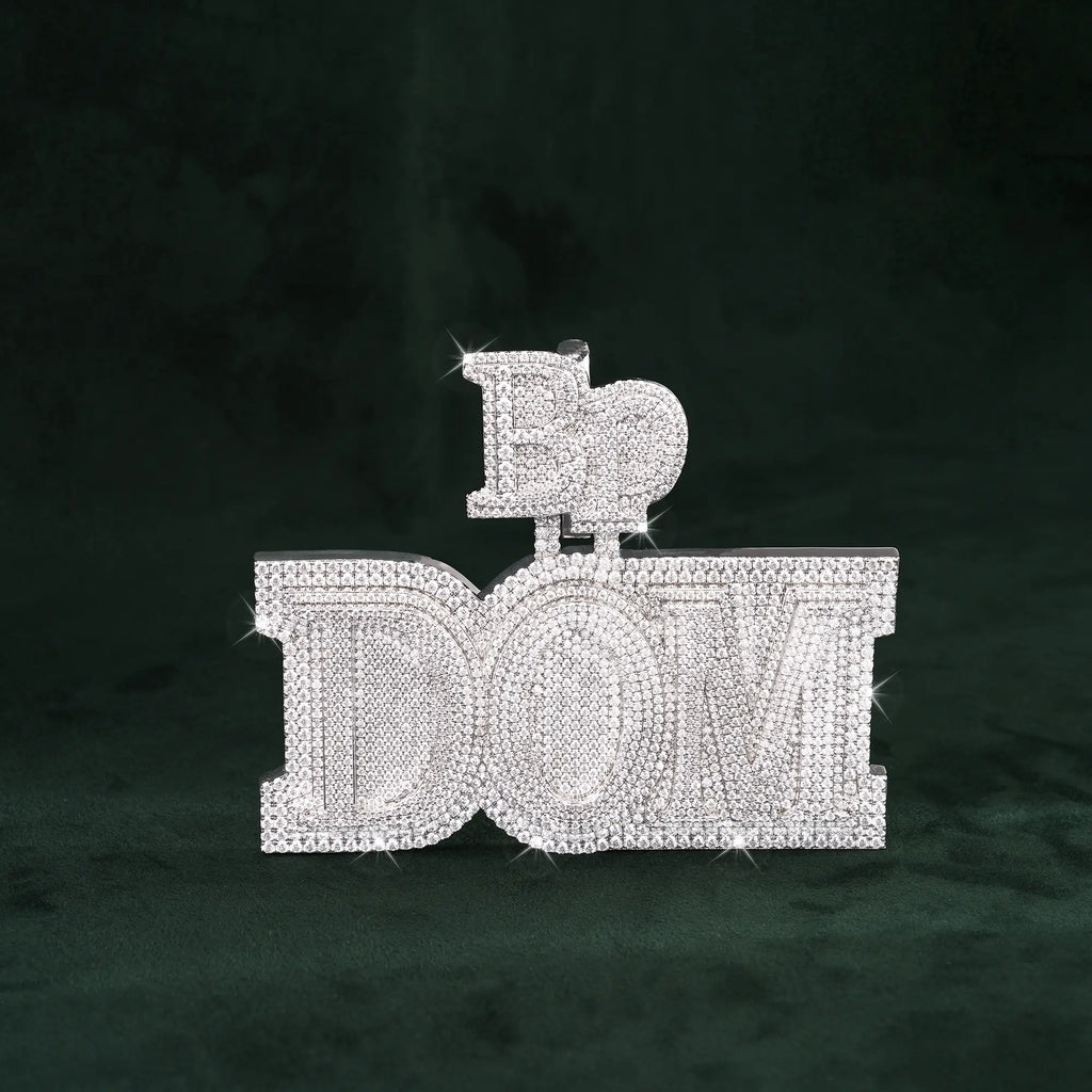 Custom “BP DOM” Iced-Out Name Pendant 14K Gold