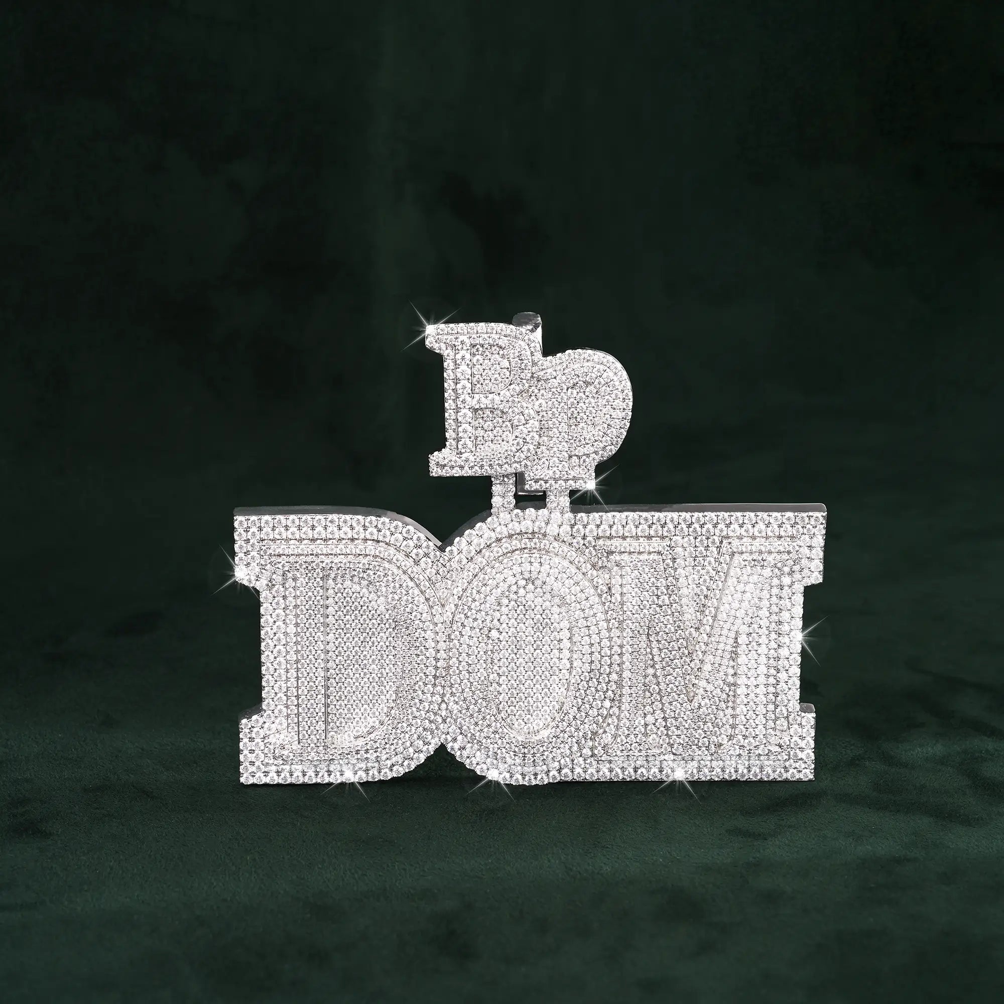 Custom Moissanite DOM Letter Pendant with BP Bail Full Pave Iced Out Charm