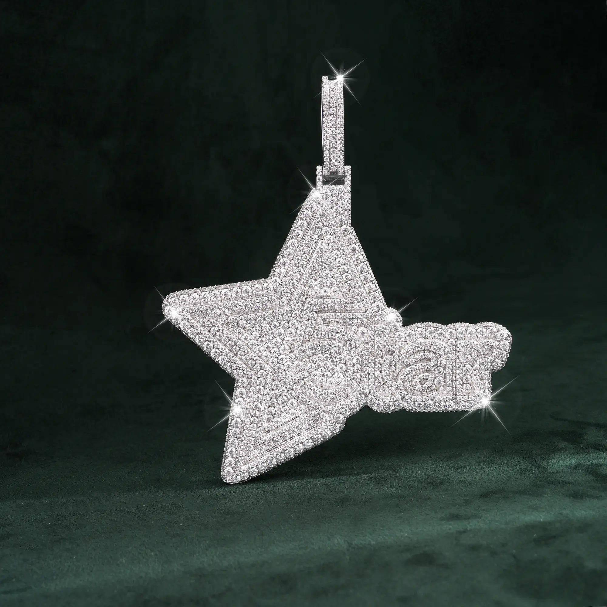 Custom Iced Out 5tar Star Pendant Full Pave Moissanite – alternate product view 2