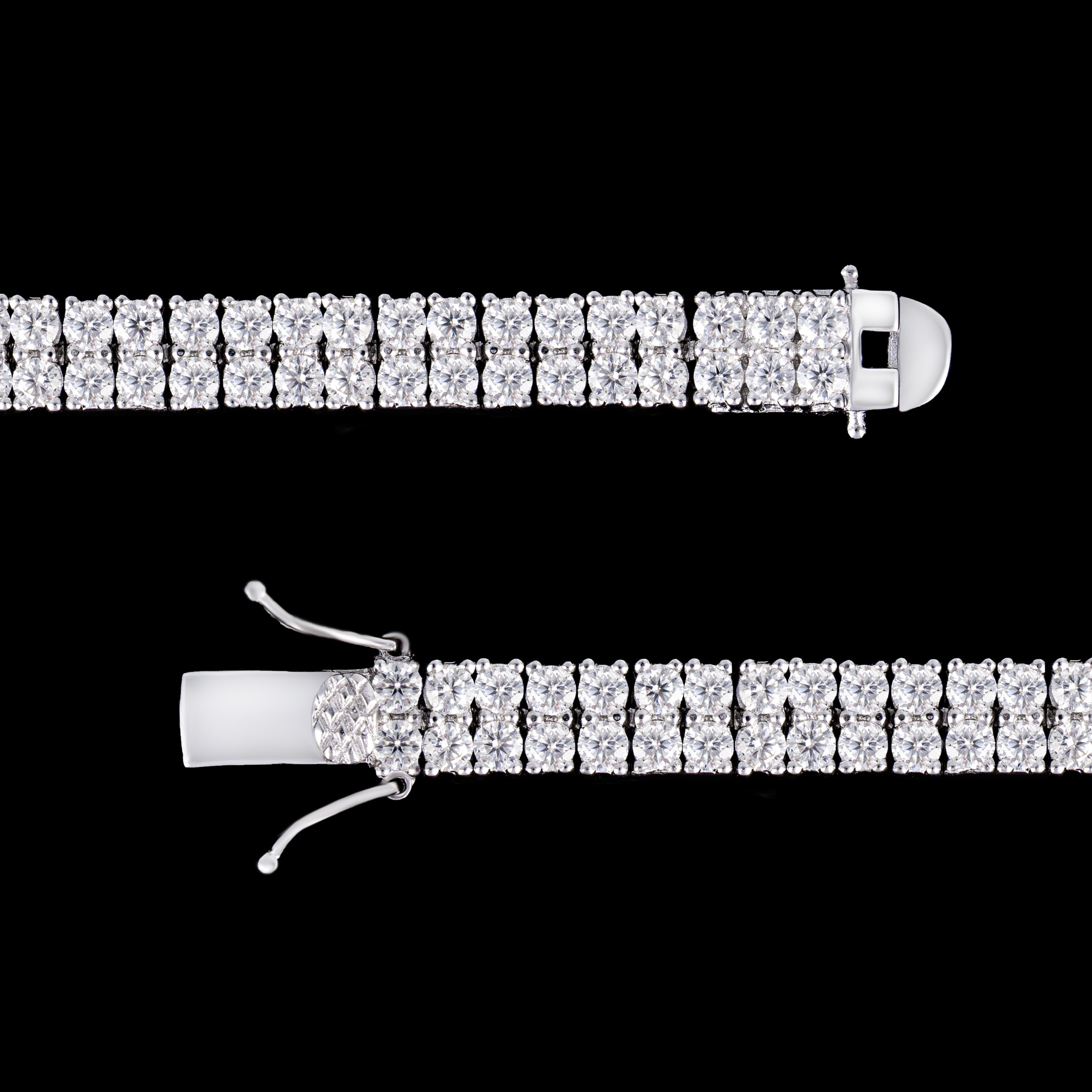 7.4MM 2 Row Stone Tennis Chain Moissanite Bracelet