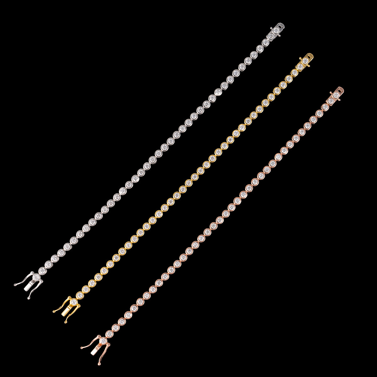 3MM Moissanite Round Bezel Tennis Bracelet – alternate product view 7