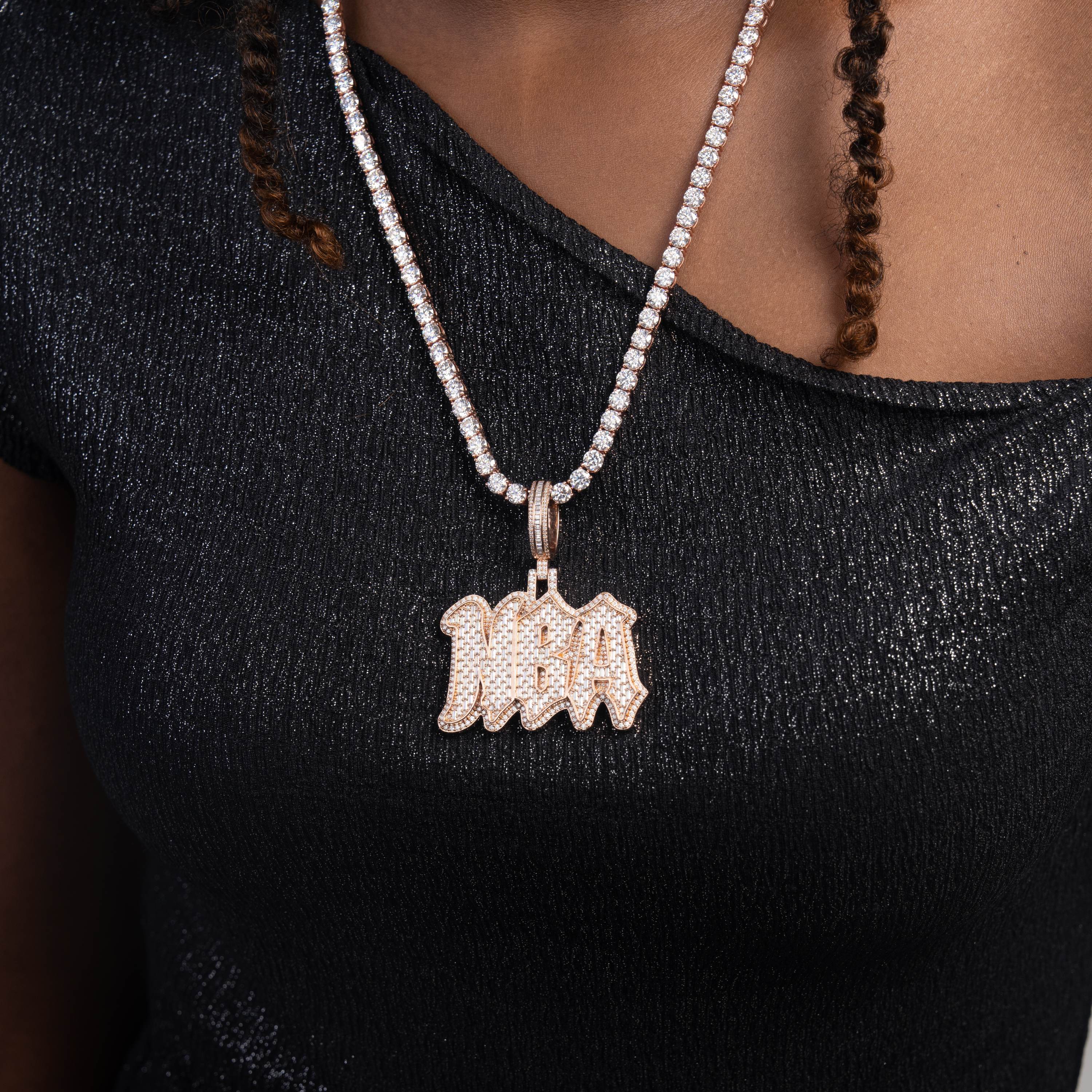 Custom Hip Hop Moissanite "NBA" Pendant – alternate product view 2