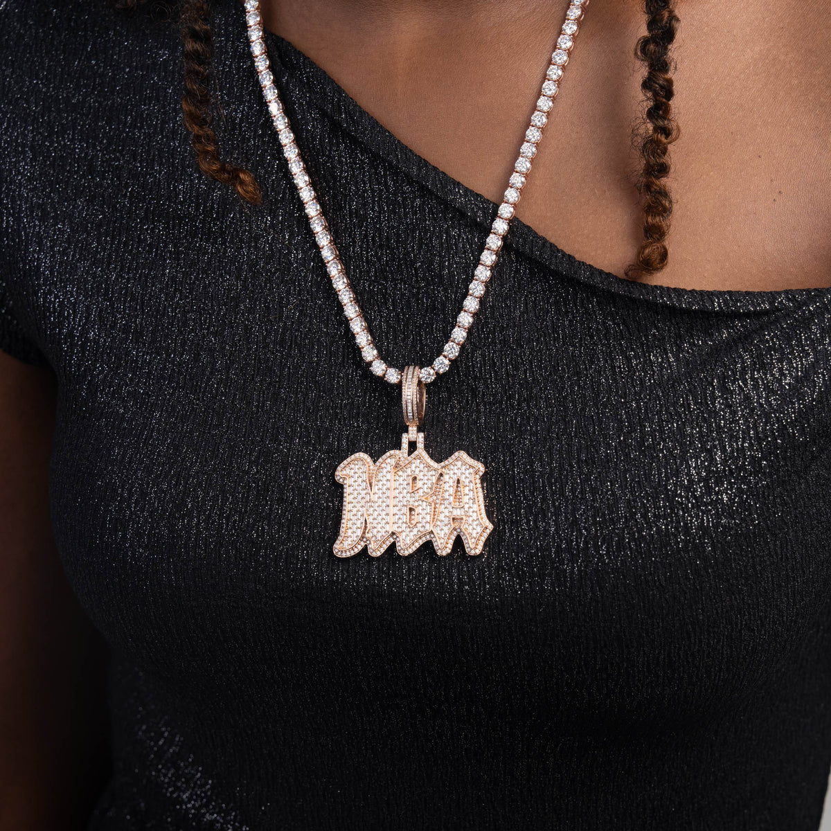 Custom Hip Hop Moissanite "NBA" Pendant – alternate product view 2
