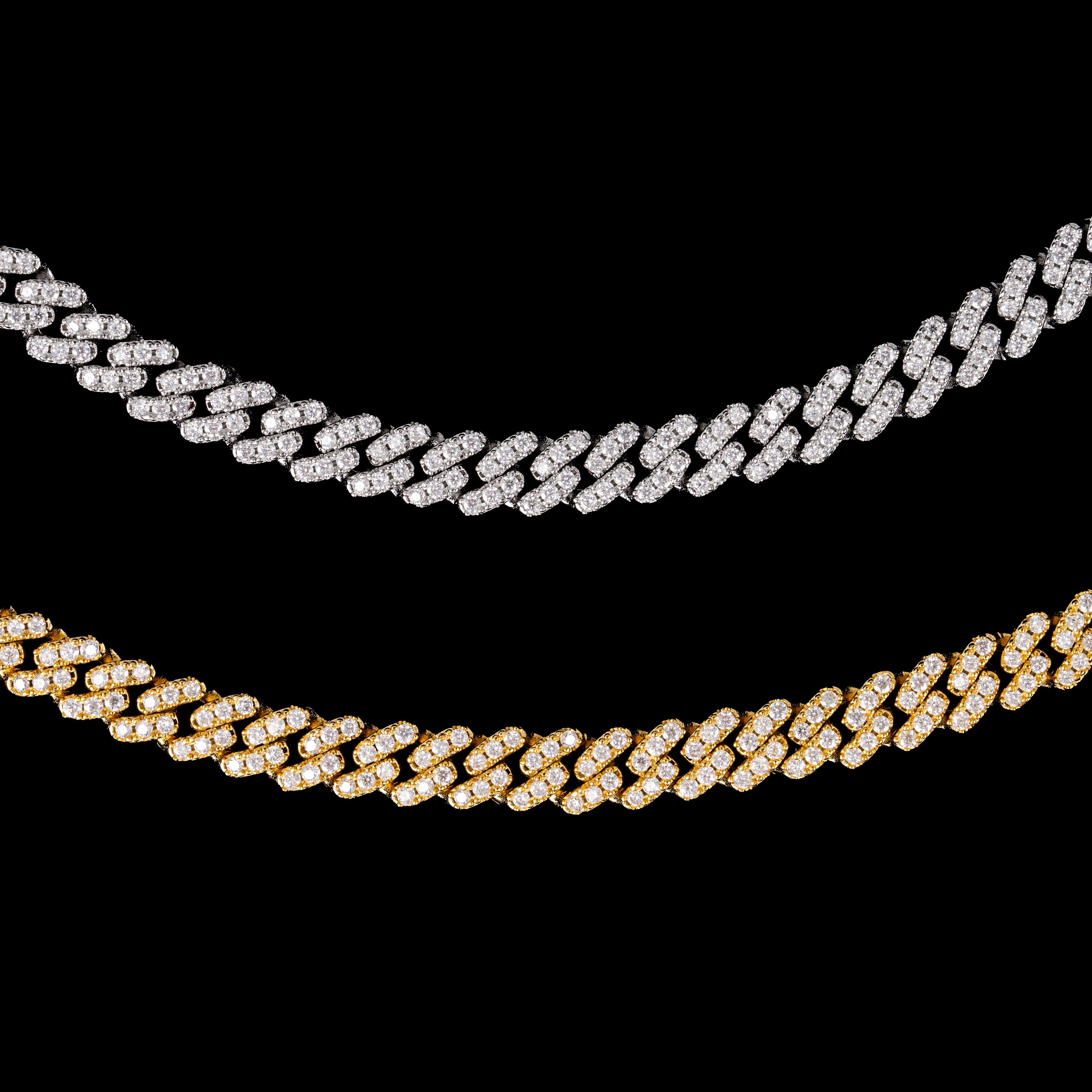 6.5MM 1 Row Stone Cuban Chain Moissanite Necklace & Bracelet – product view
